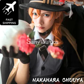 【48H To Ship】Anime Bangu Stray Dog Nakahara Chuuya Classical Black Long Coat Suit Cosplay Costume