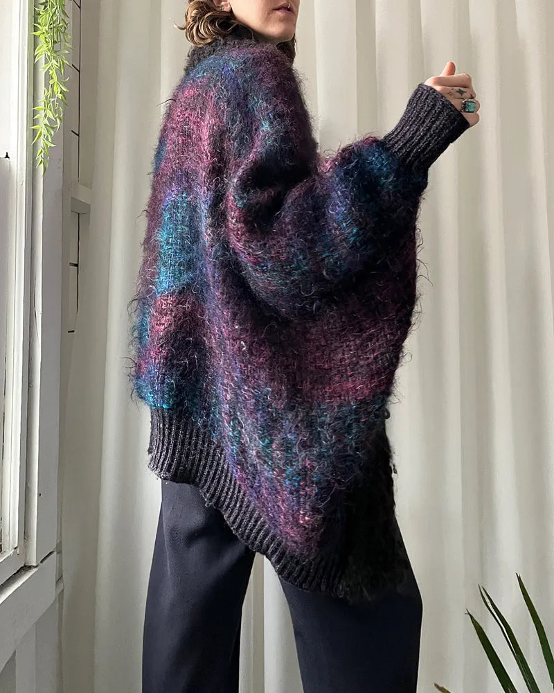 80s Handwoven Mohair Wool Cocoon Coat | S-L