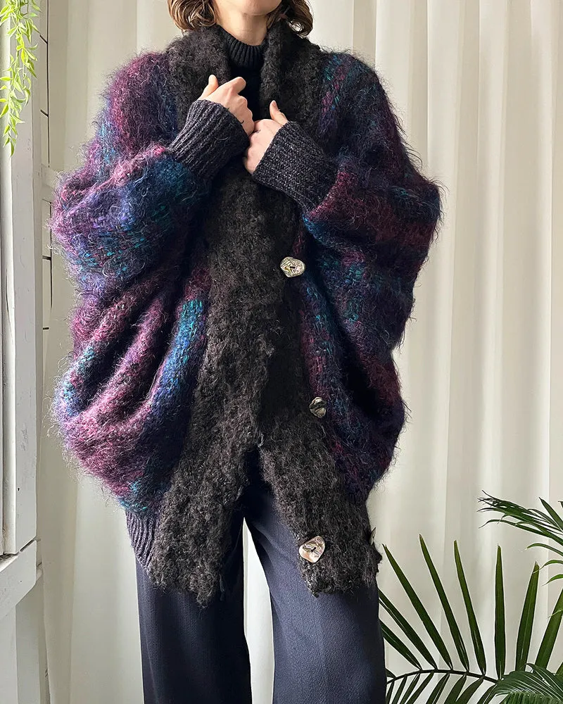 80s Handwoven Mohair Wool Cocoon Coat | S-L