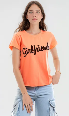95461 "Girl Friends" Cotton Slip On Tee - Peach