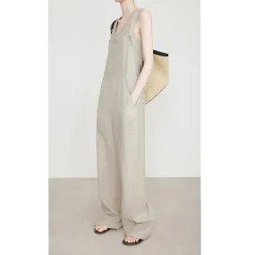 Amozae fall outfits women 100% Linen Overalls Women's Summer Casual Age-Reducing Rain-Exposed Linen Wide-Leg Jumpsuit Trousers