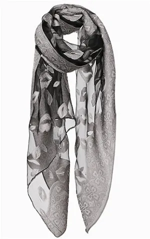 AO580 Lips Printed Burn Out Fabric Oblong Scarf