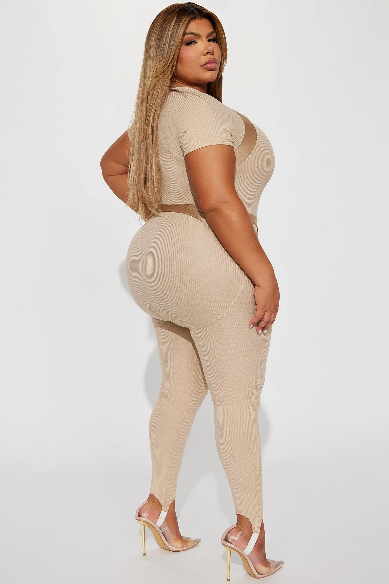 Aviva Ribbed Jumpsuit - Taupe