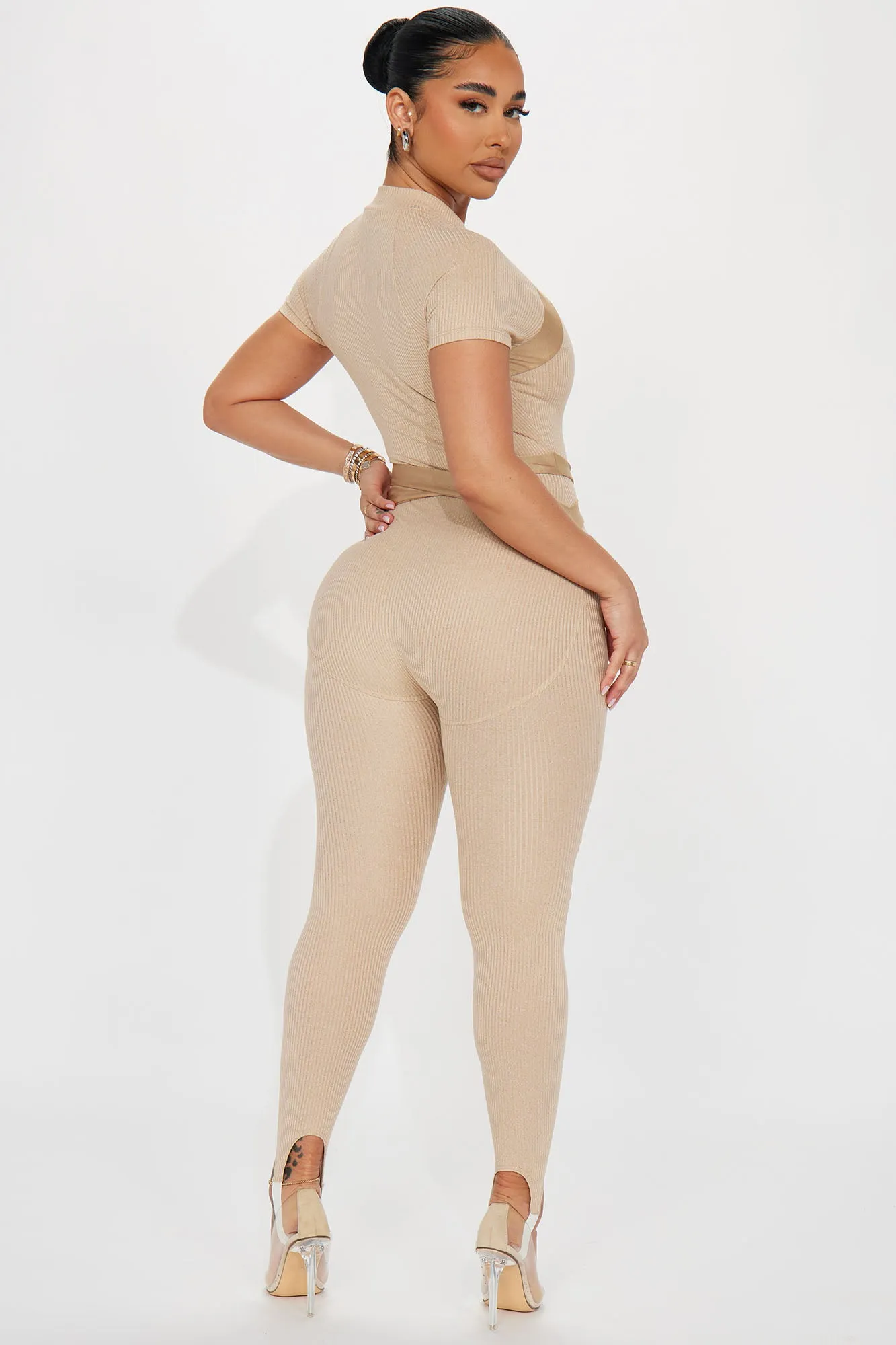 Aviva Ribbed Jumpsuit - Taupe