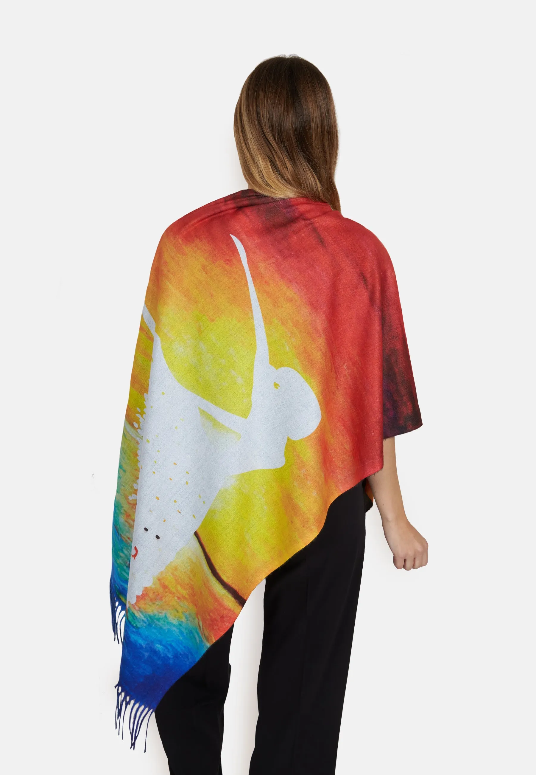 Ballet Dancer Print Super Soft Wool Fringed Scarf
