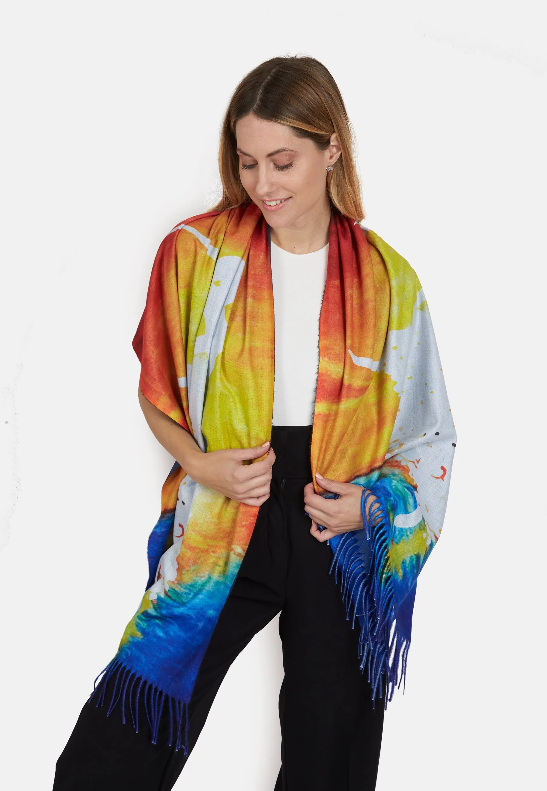 Ballet Dancer Print Super Soft Wool Fringed Scarf