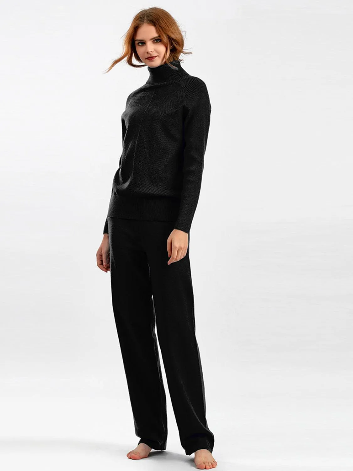 Basic Bae Sweater Set Turtleneck Raglan Sleeve Top and Pants