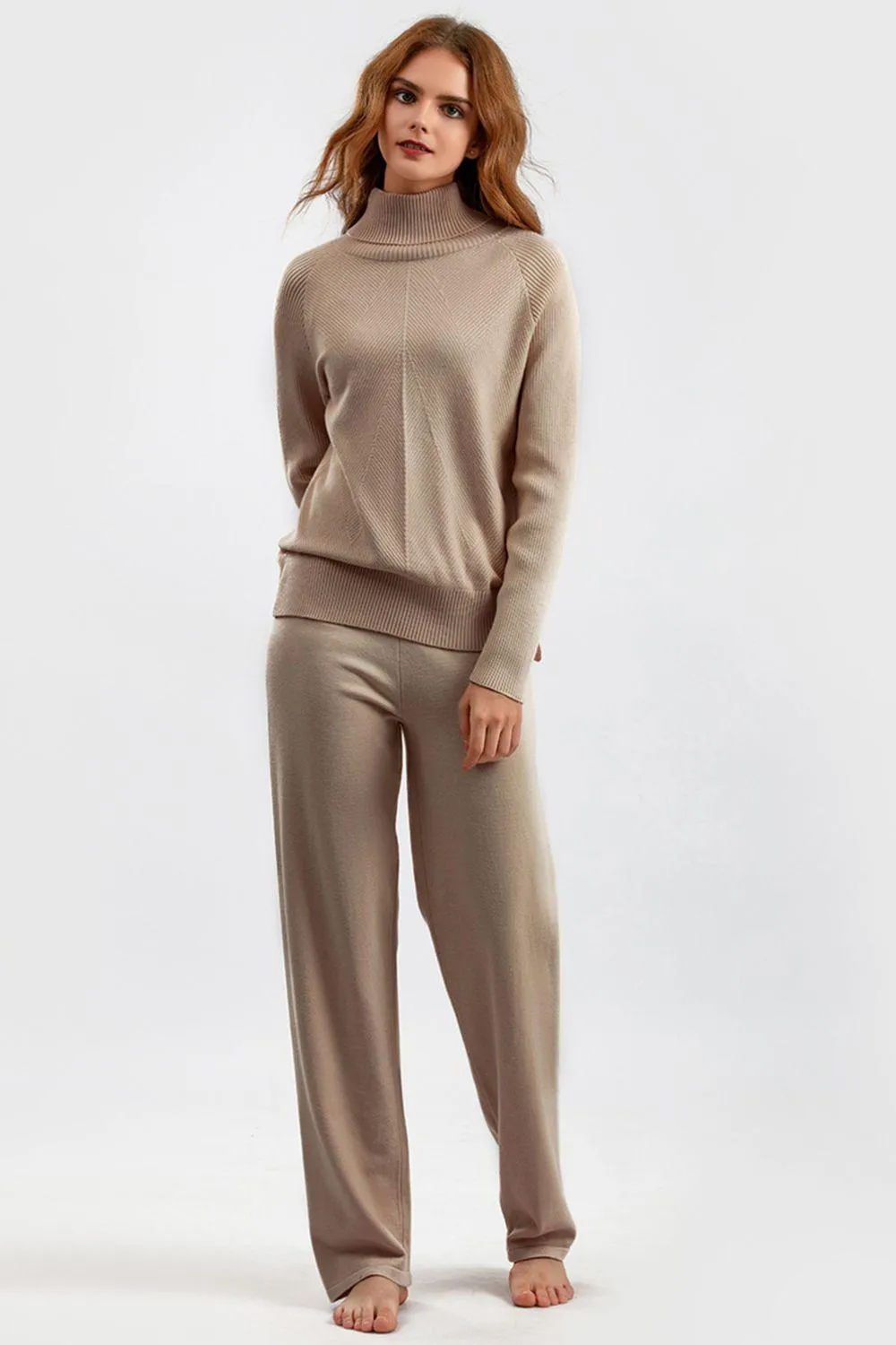 Basic Bae Sweater Set Turtleneck Raglan Sleeve Top and Pants
