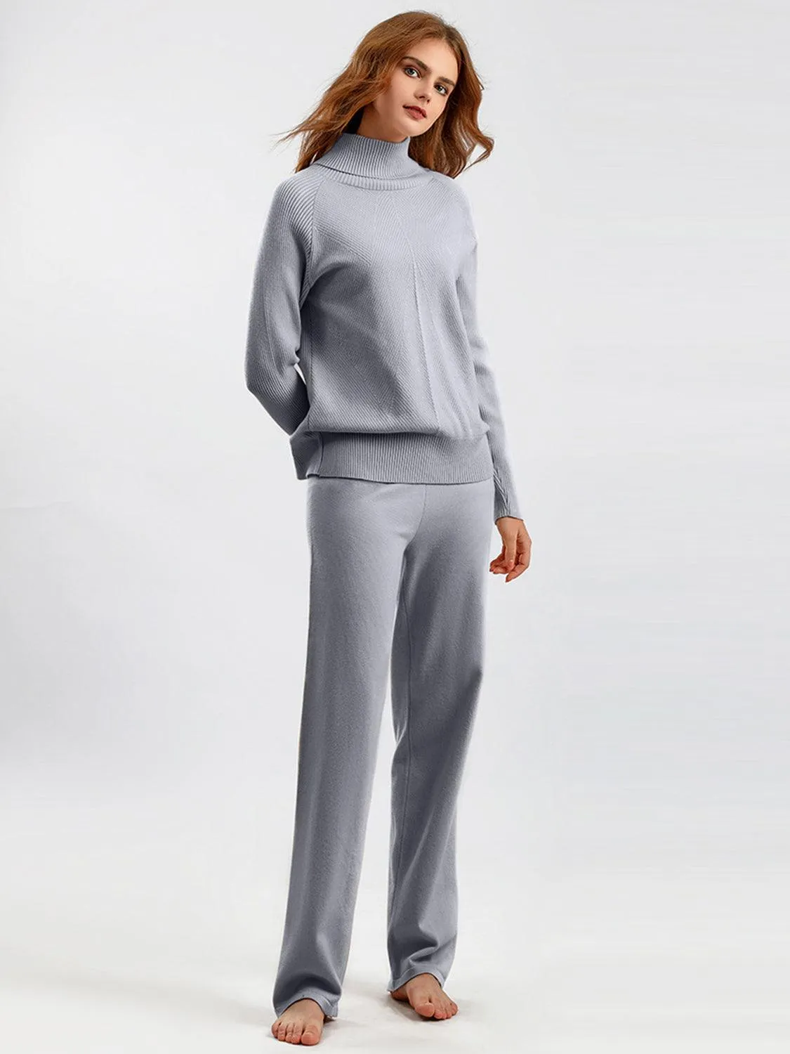 Basic Bae Sweater Set Turtleneck Raglan Sleeve Top and Pants