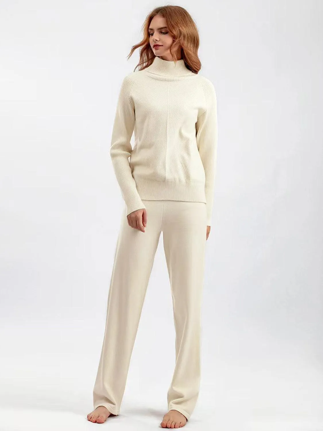 Basic Bae Sweater Set Turtleneck Raglan Sleeve Top and Pants