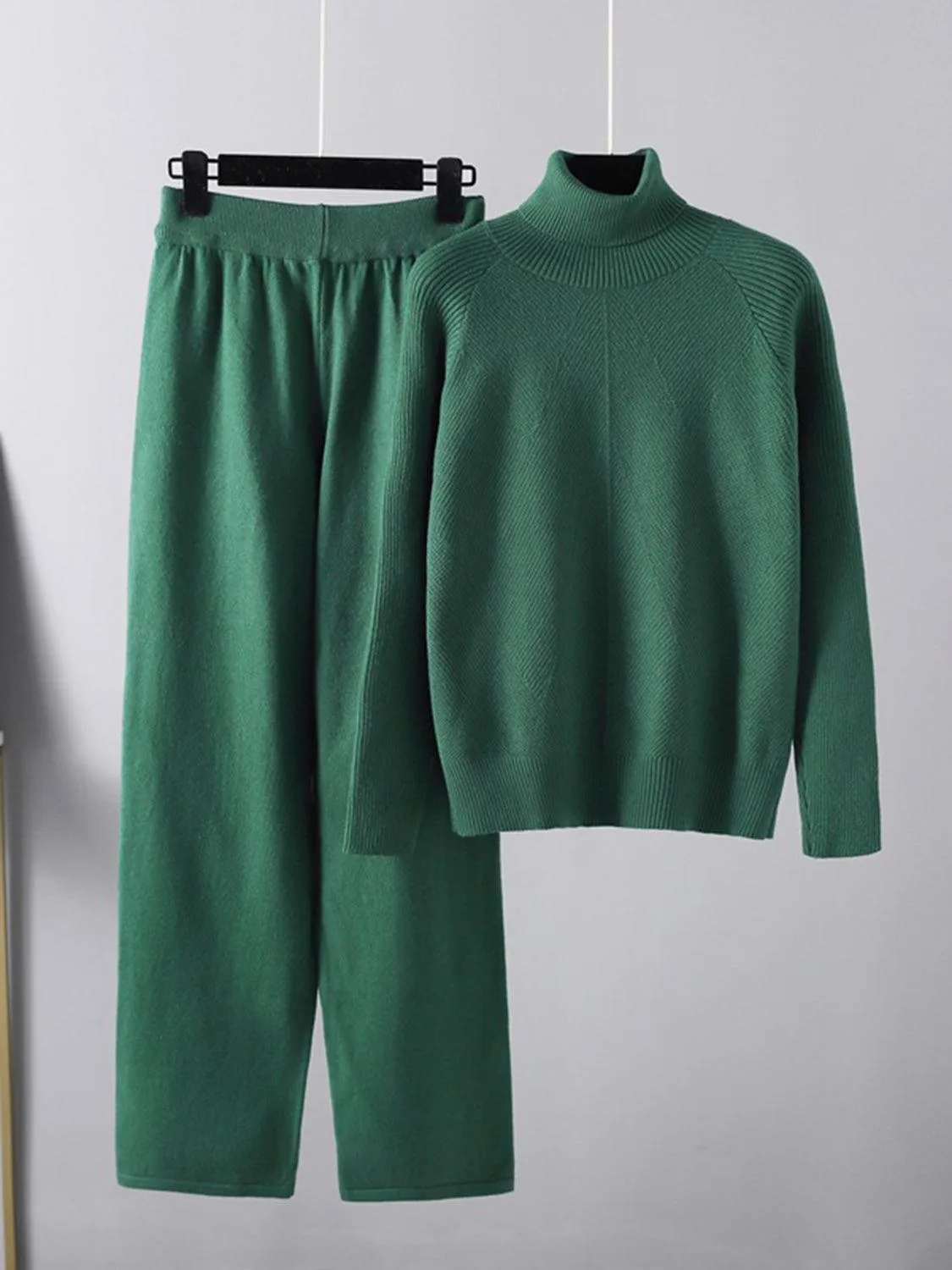 Basic Bae Sweater Set Turtleneck Raglan Sleeve Top and Pants
