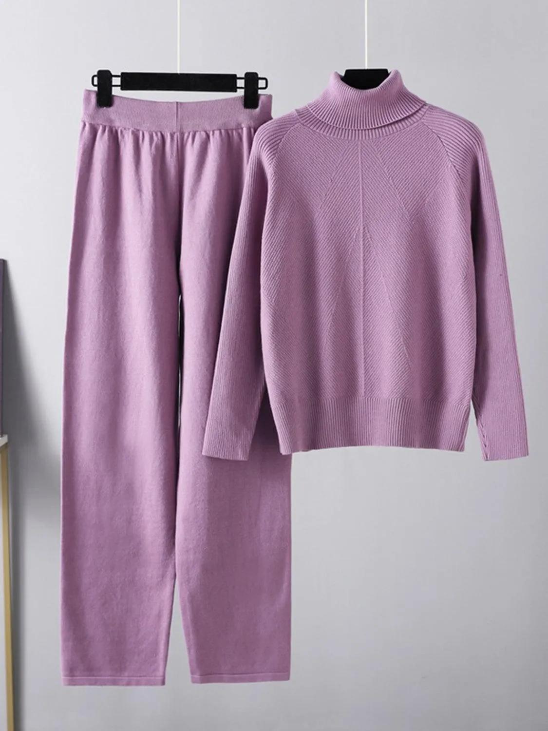 Basic Bae Sweater Set Turtleneck Raglan Sleeve Top and Pants