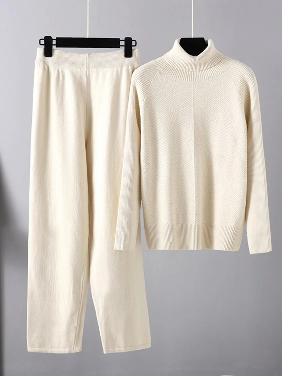 Basic Bae Sweater Set Turtleneck Raglan Sleeve Top and Pants