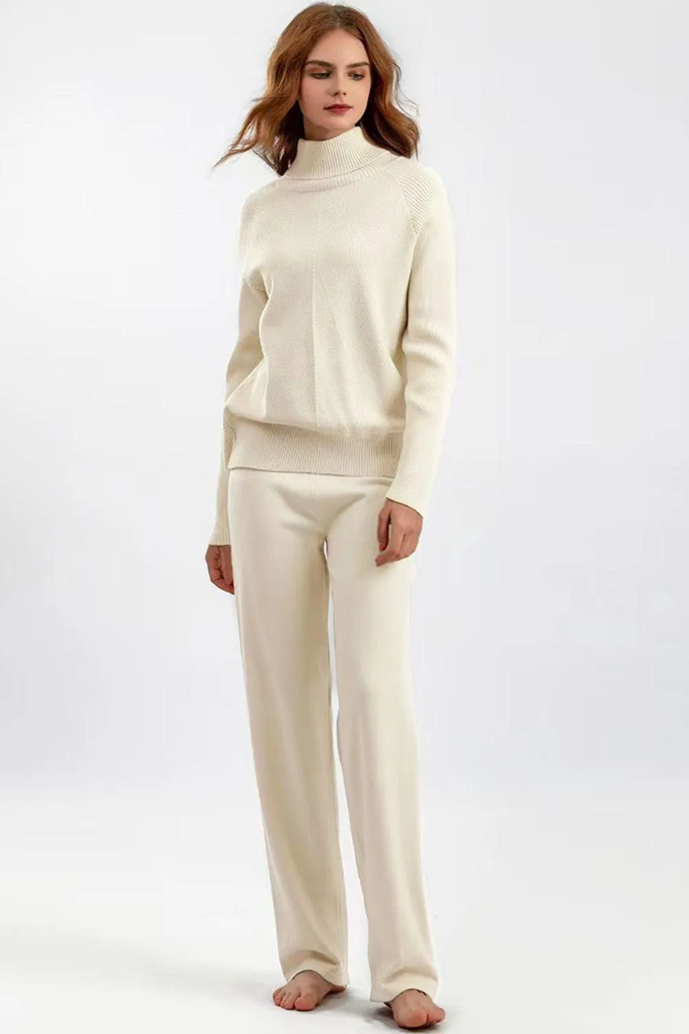 Basic Bae Sweater Set Turtleneck Raglan Sleeve Top and Pants