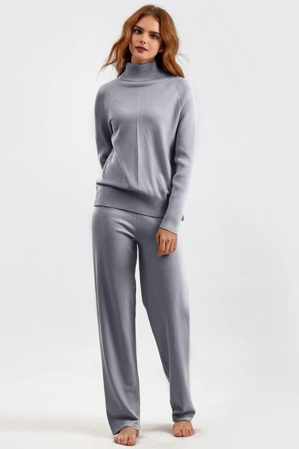 Basic Bae Sweater Set Turtleneck Raglan Sleeve Top and Pants