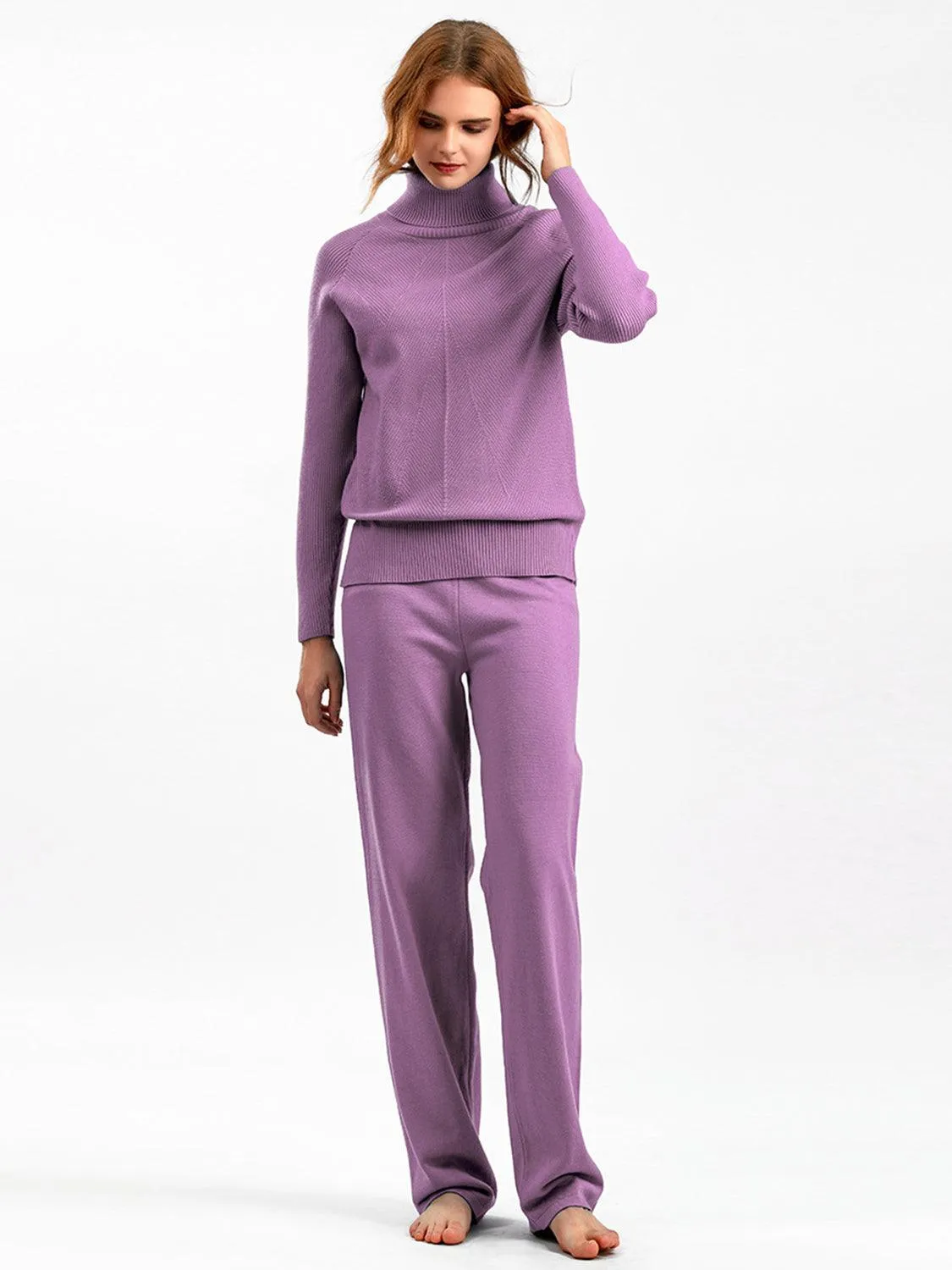 Basic Bae Sweater Set Turtleneck Raglan Sleeve Top and Pants