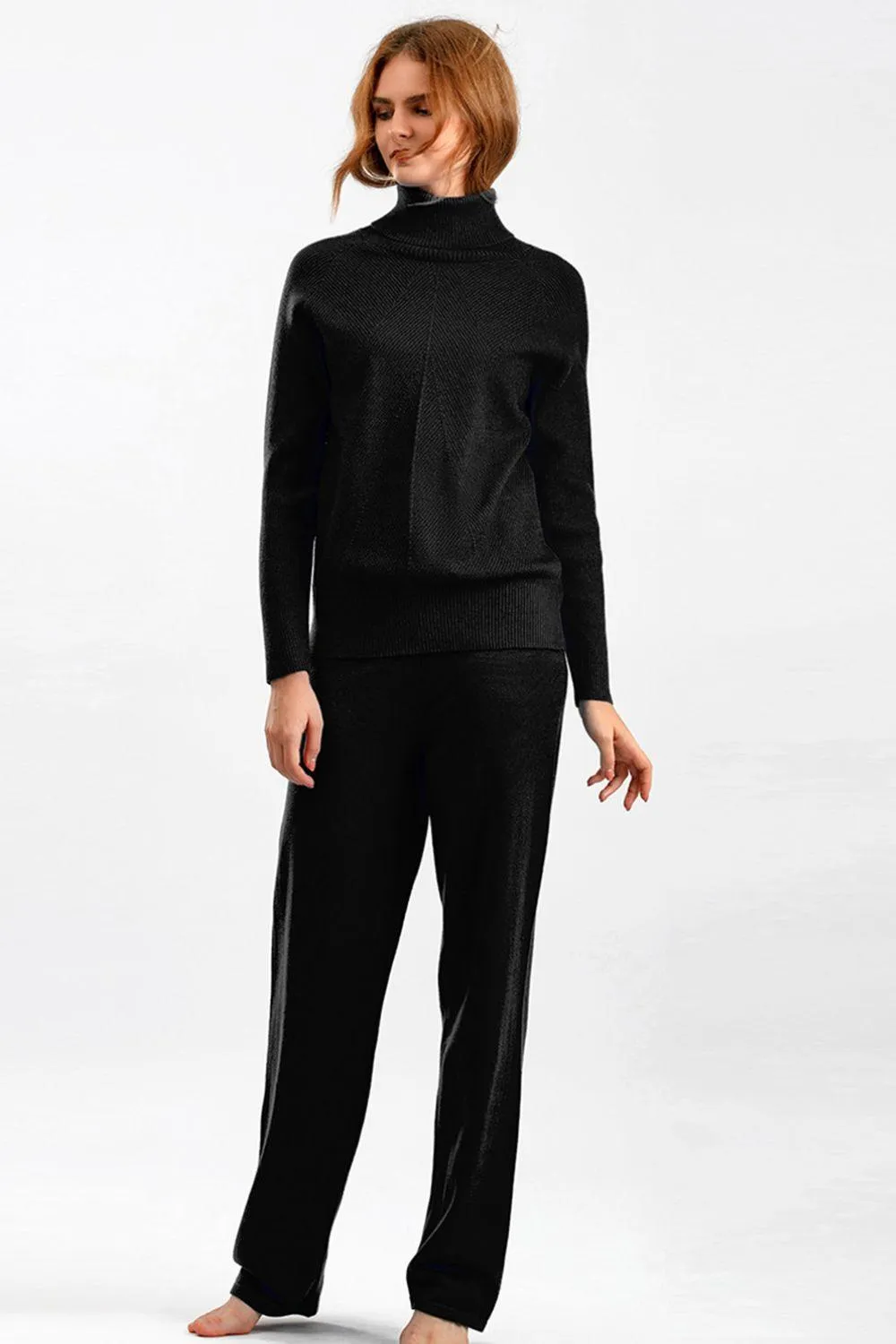 Basic Bae Sweater Set Turtleneck Raglan Sleeve Top and Pants