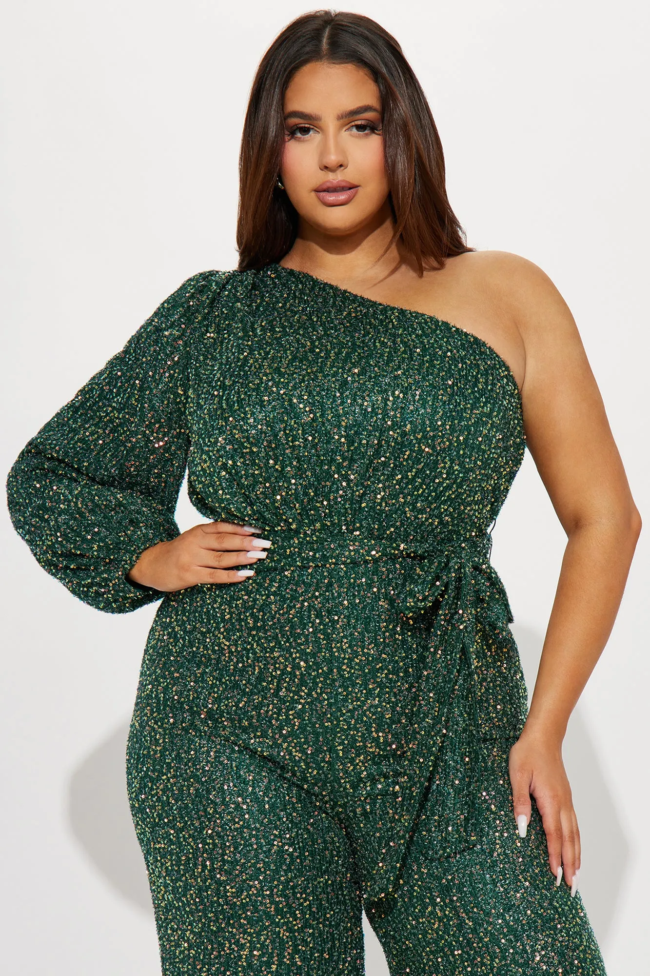 Baylee Sequin Jumpsuit - Emerald