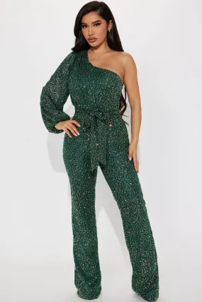 Baylee Sequin Jumpsuit - Emerald