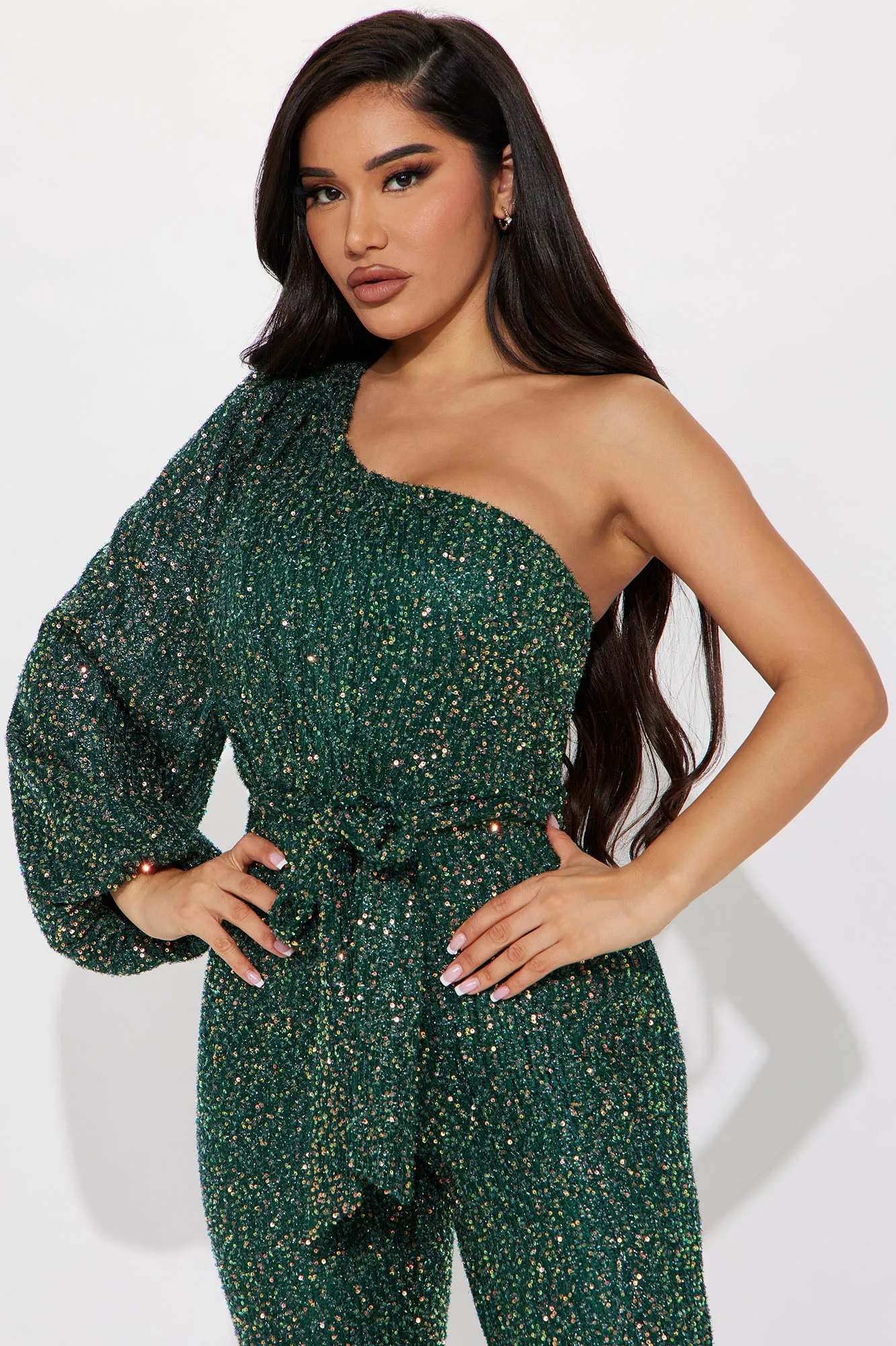Baylee Sequin Jumpsuit - Emerald