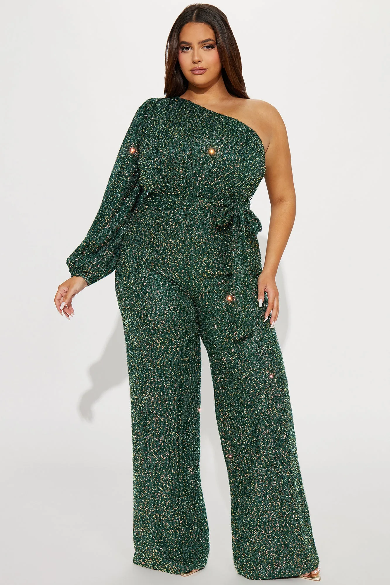 Baylee Sequin Jumpsuit - Emerald