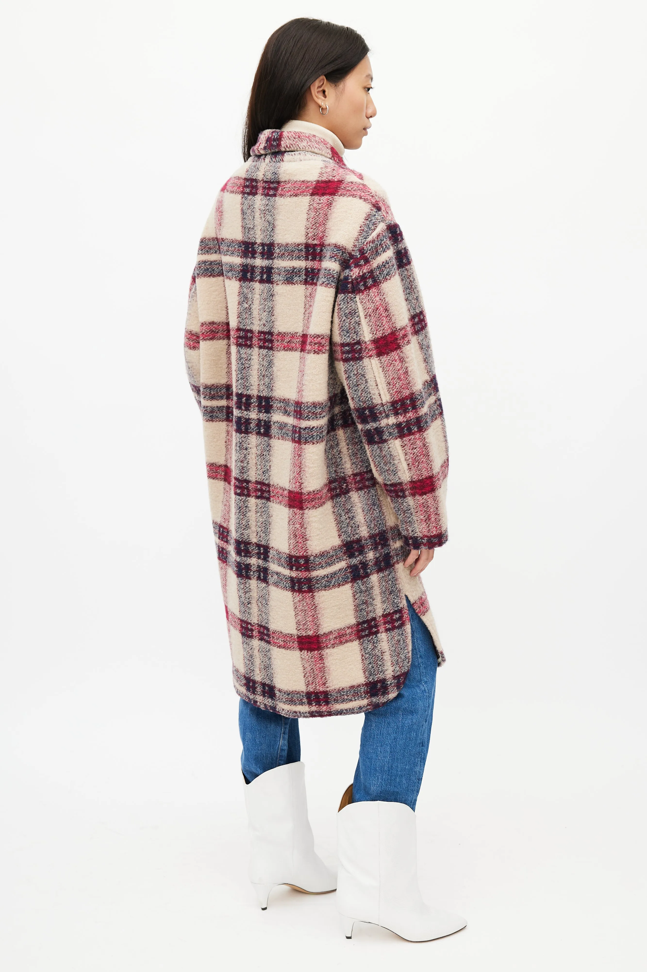 Beige & Purple Check Gabriel Coat