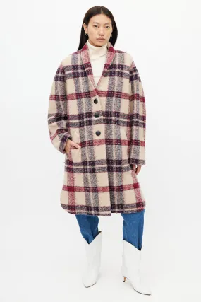 Beige & Purple Check Gabriel Coat
