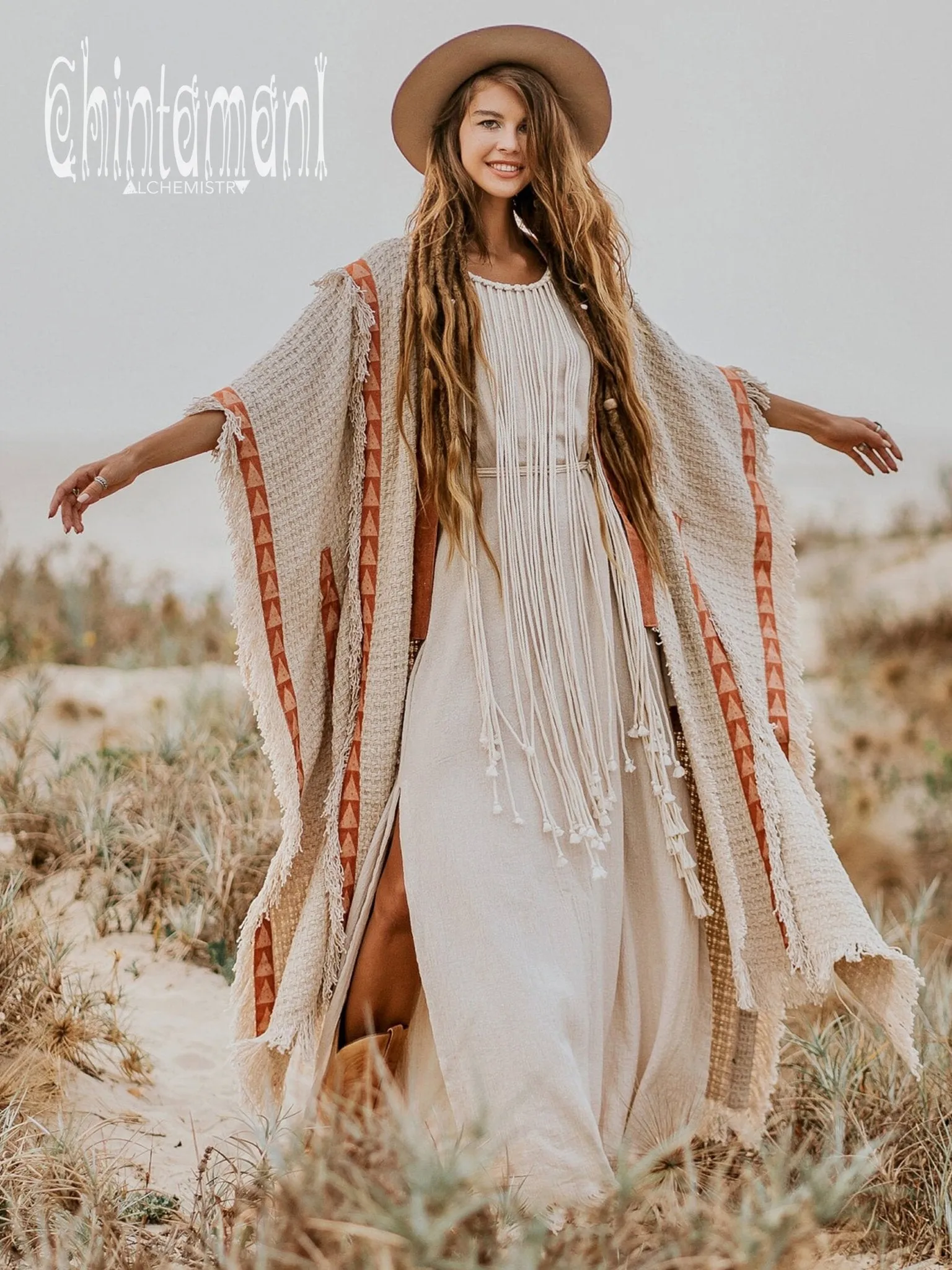 Berber Poncho Coat for Women / Off White