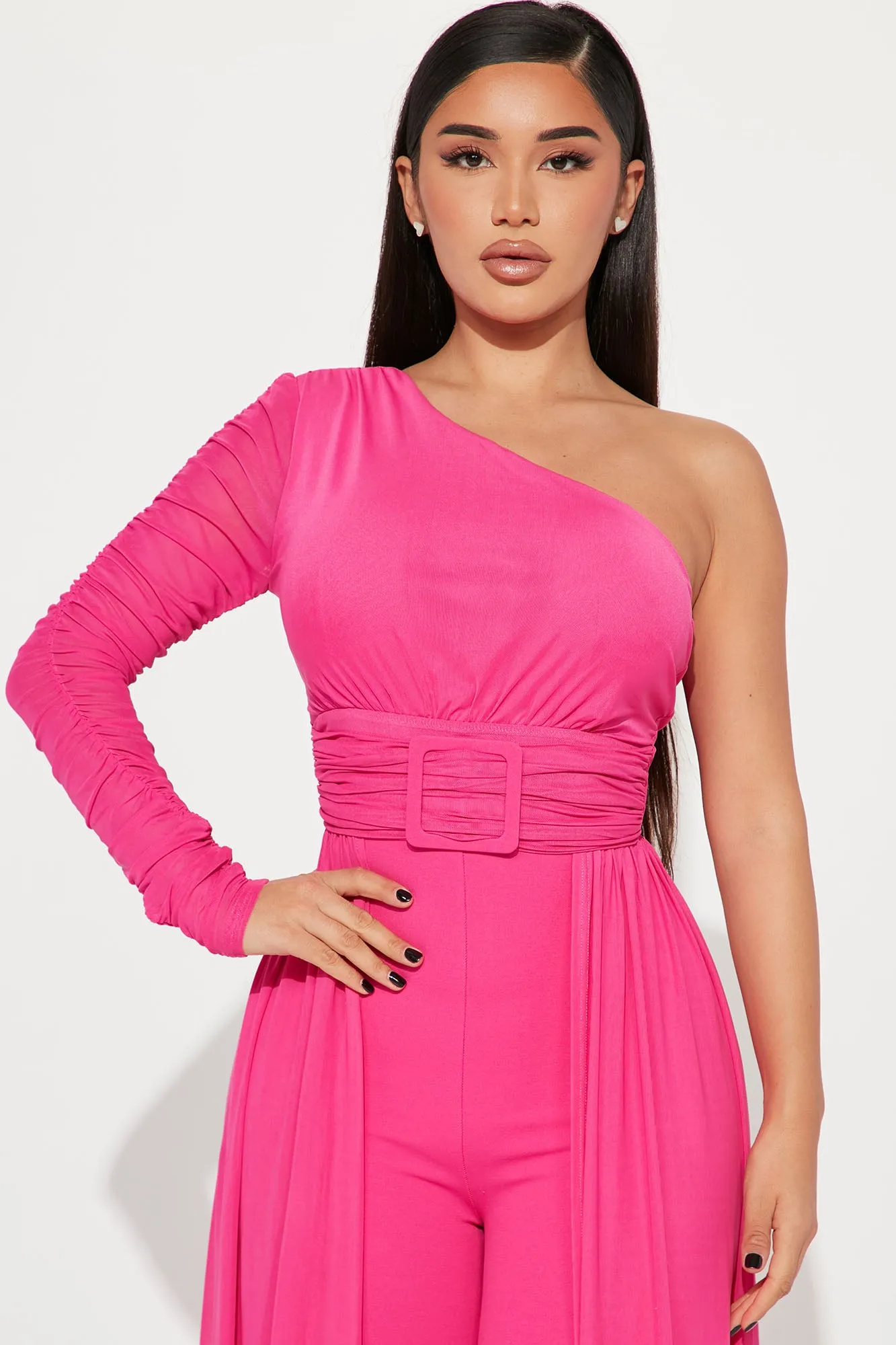 Better Be Sure Mesh Jumpsuit - Fuchsia
