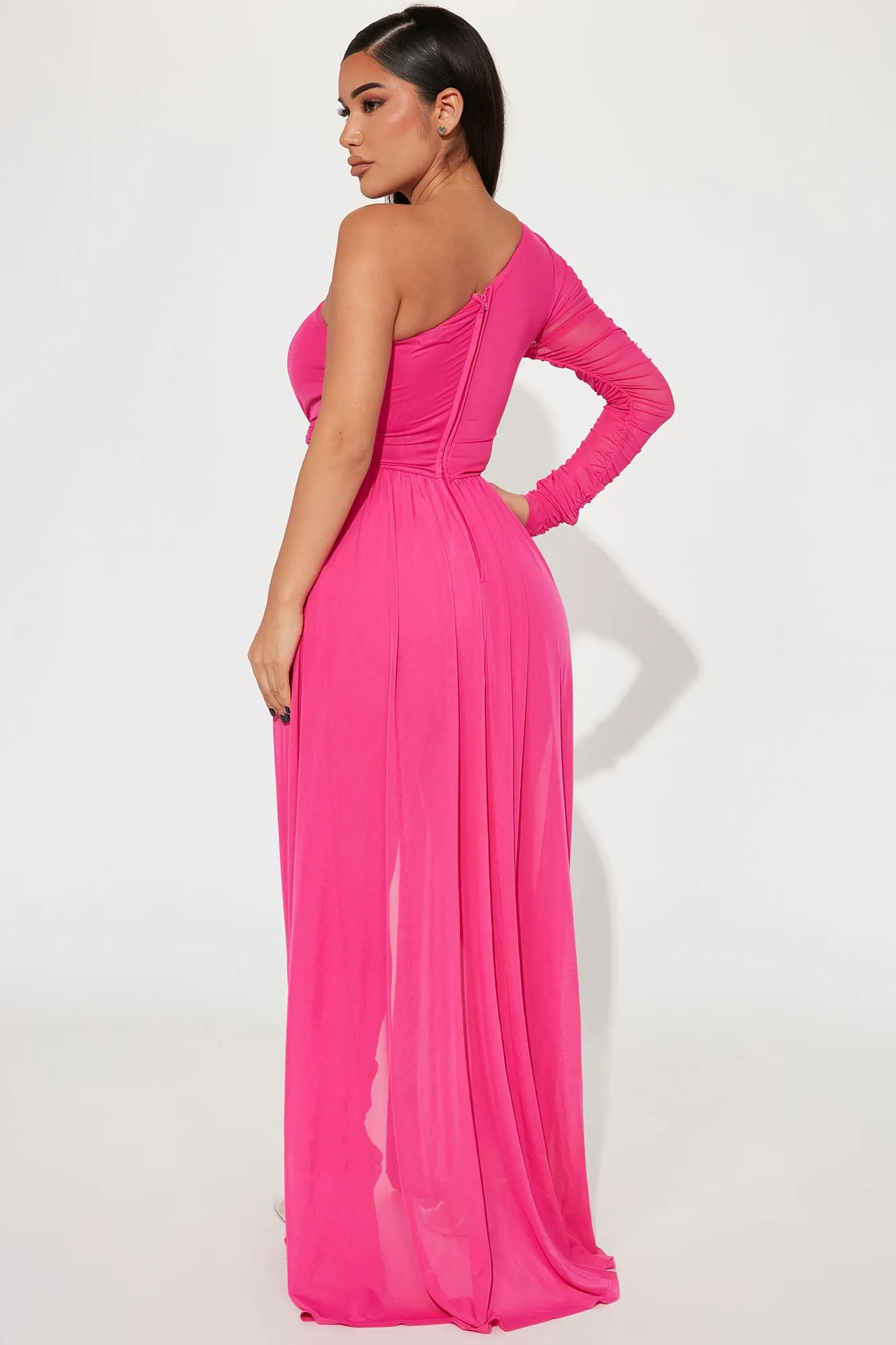 Better Be Sure Mesh Jumpsuit - Fuchsia