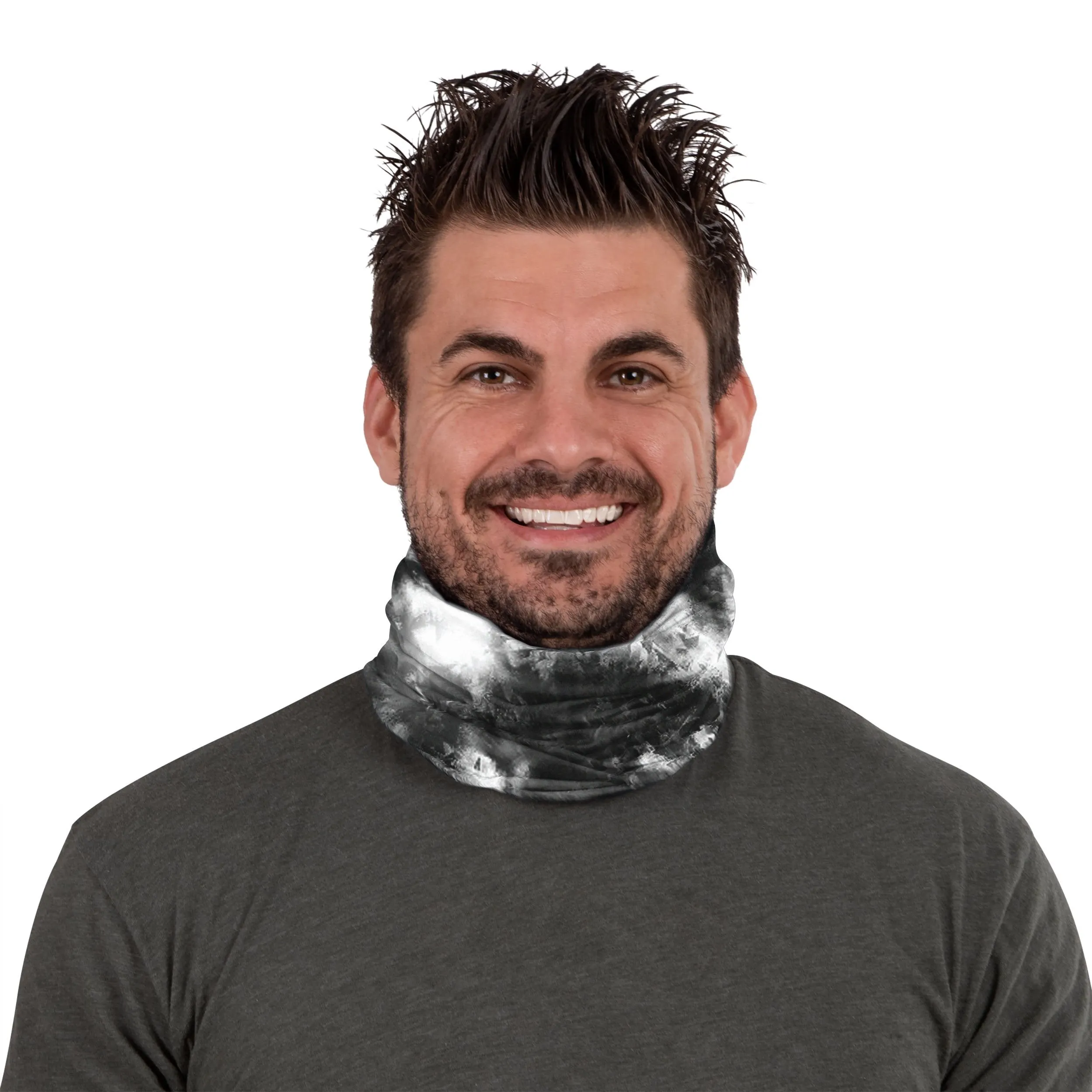 Black & White Tie-Dye Gaiter Scarf