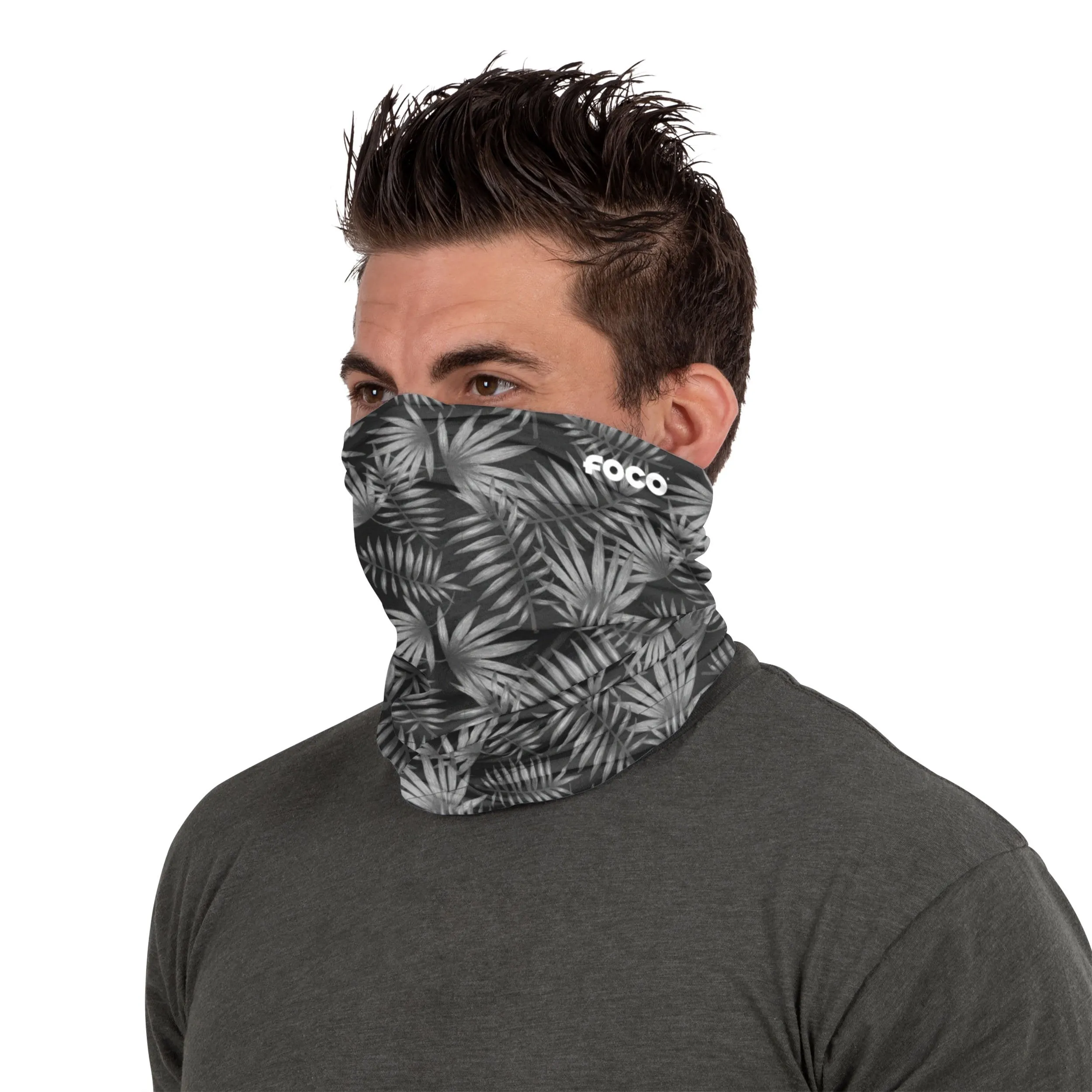 Black Floral Brushed Polyester Gaiter Scarf