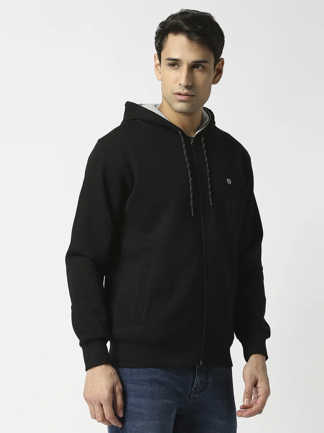 Black Full Zip Fleece Hoodie