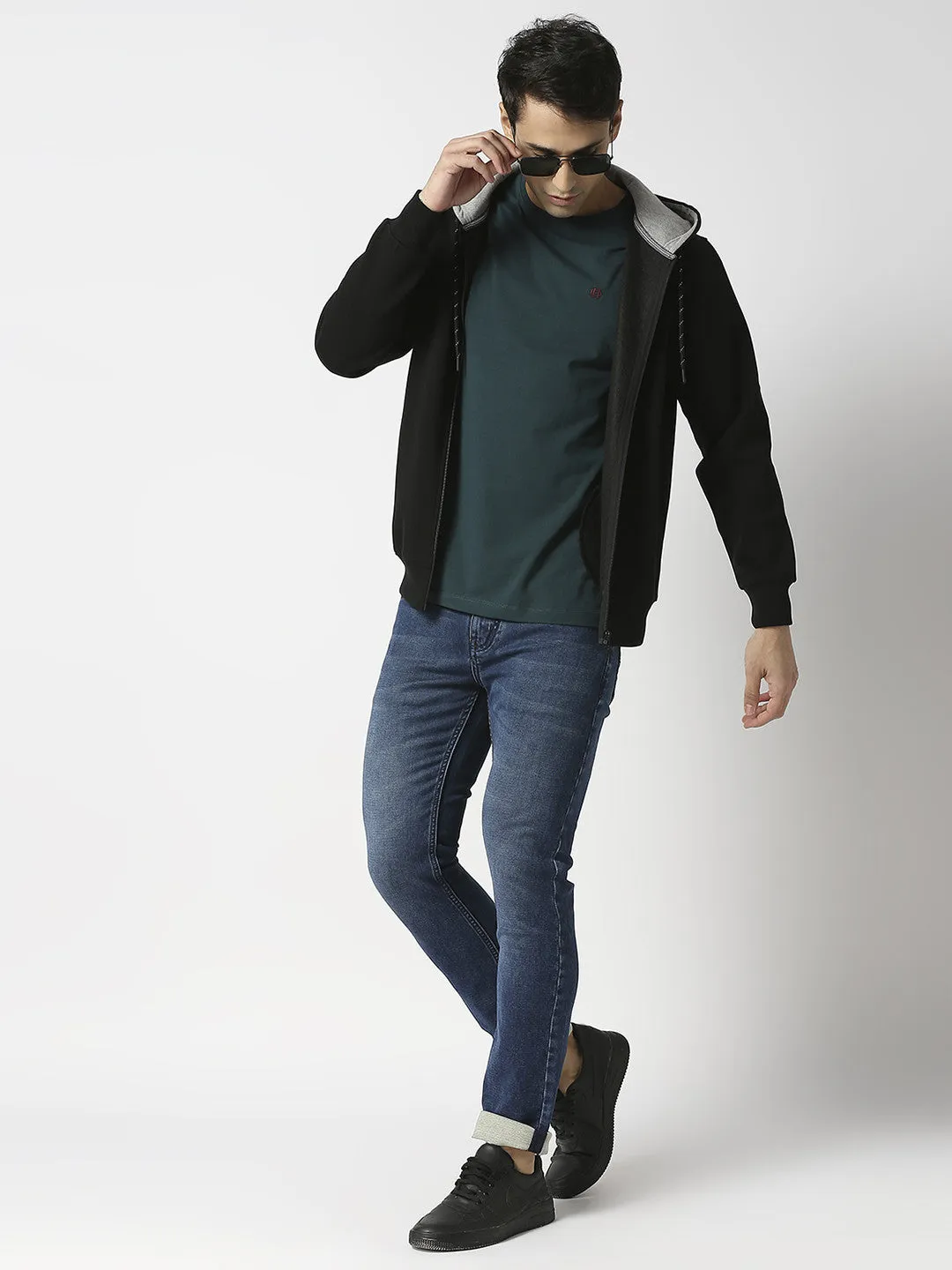 Black Full Zip Fleece Hoodie