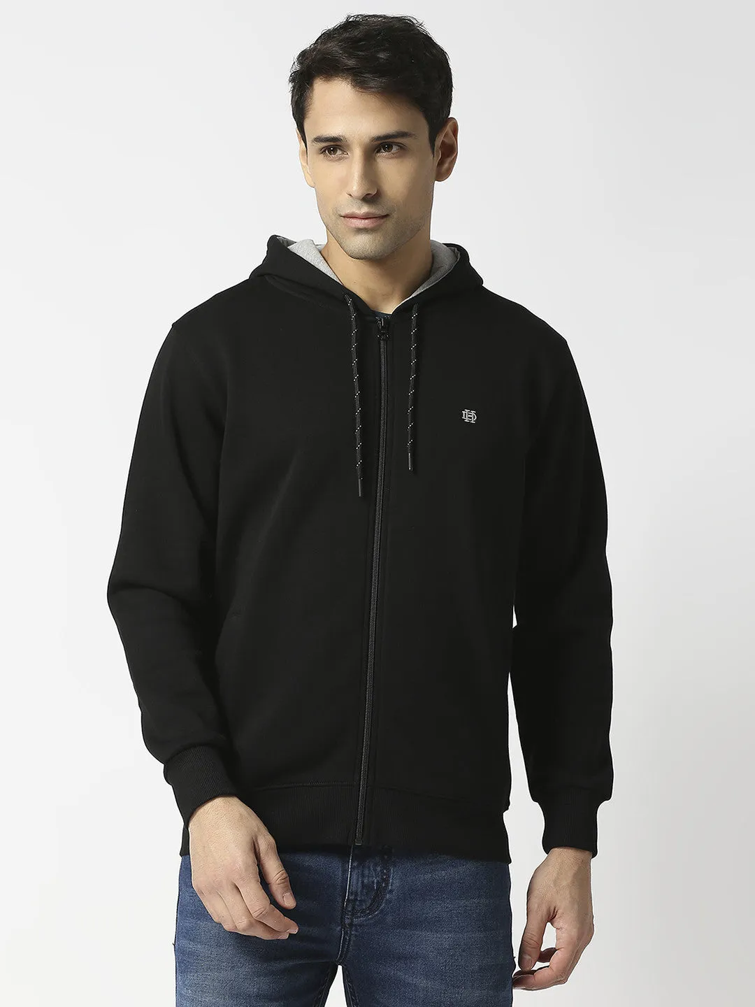 Black Full Zip Fleece Hoodie