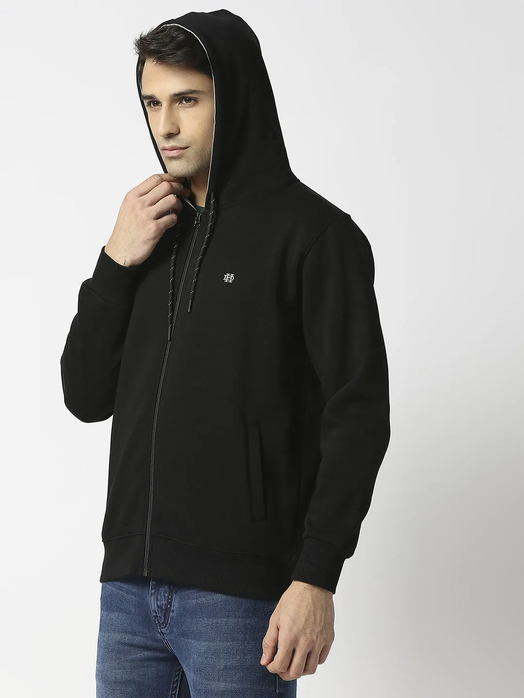 Black Full Zip Fleece Hoodie