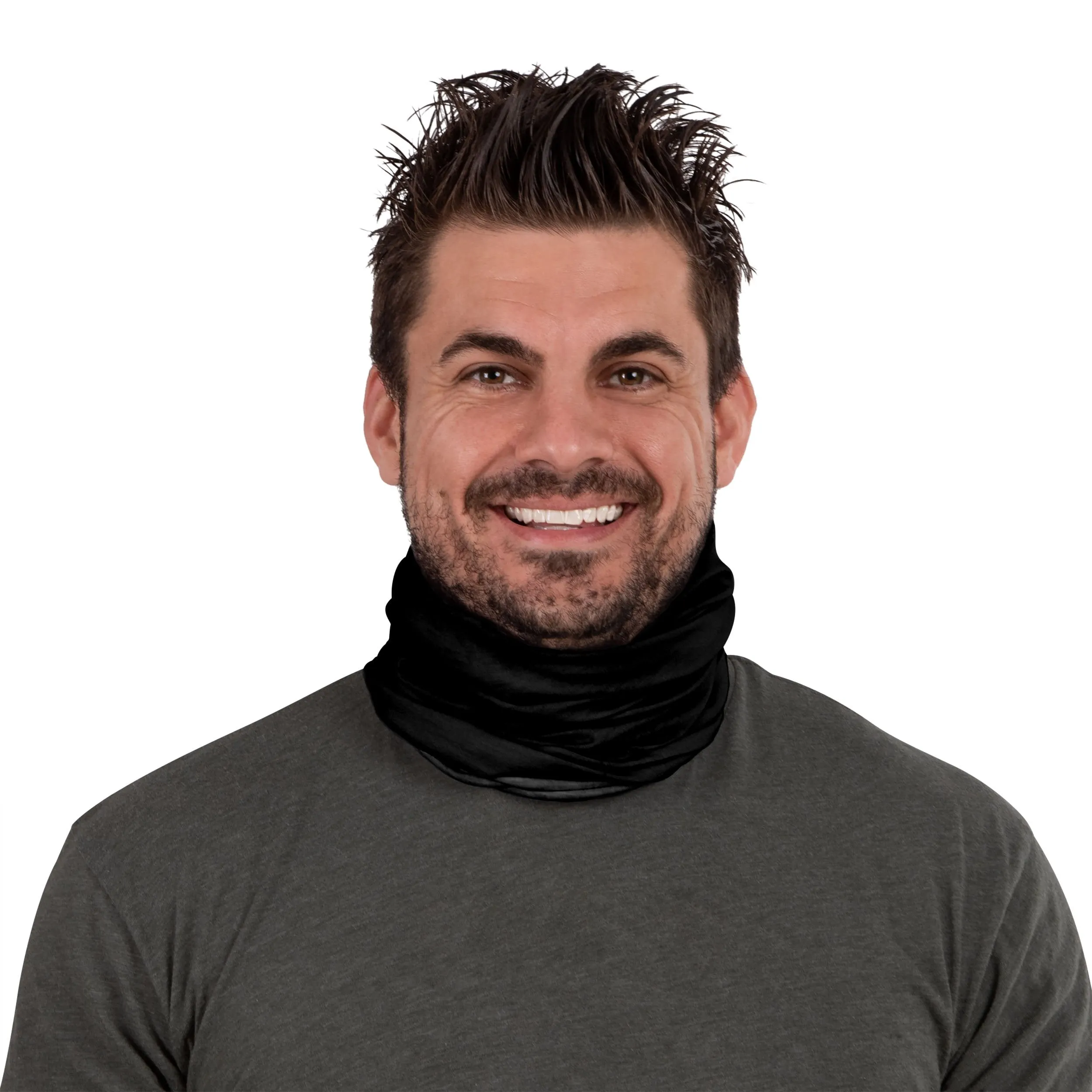 Black Plaid Brushed Polyester Gaiter Scarf