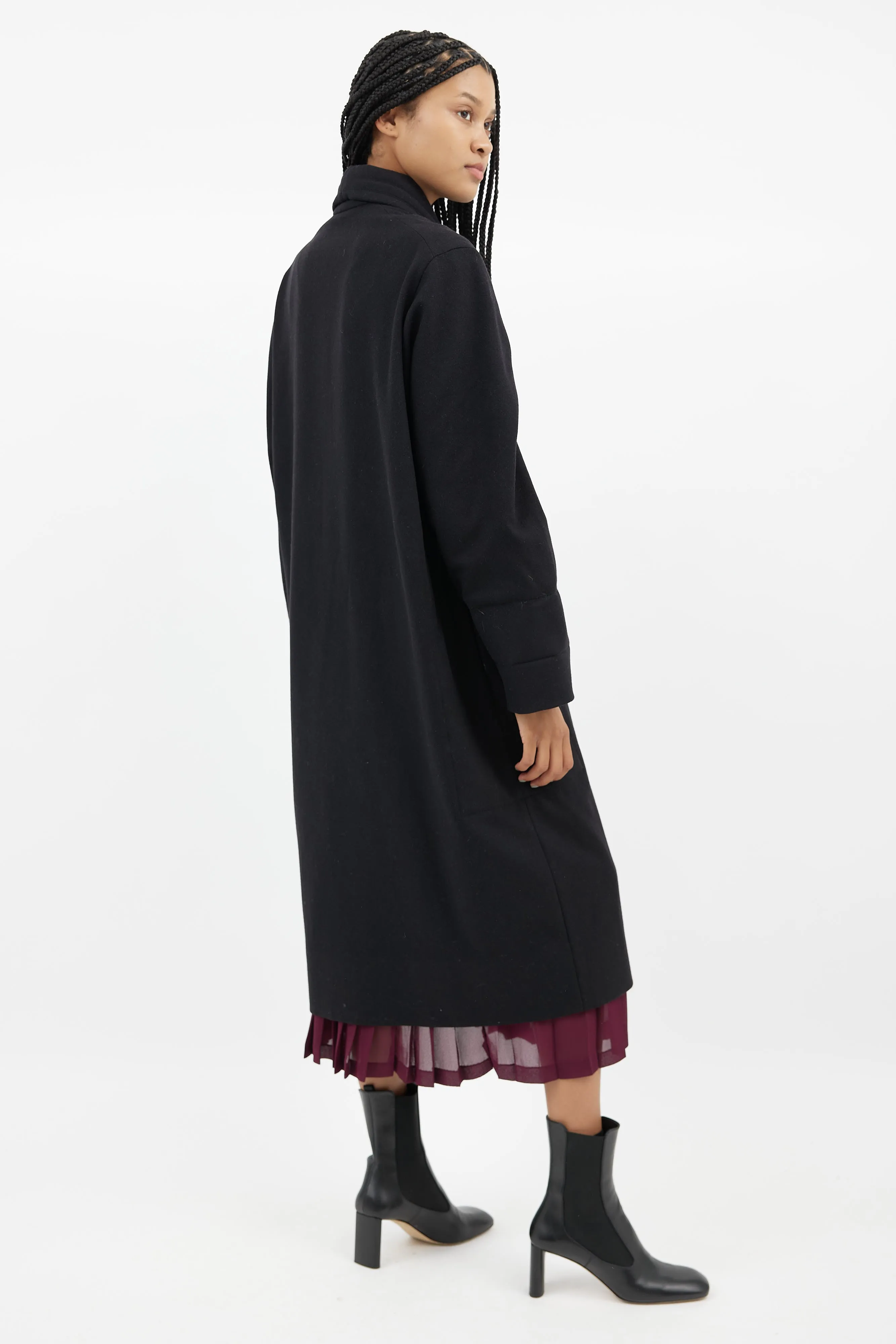 Black Wool Shawl Collar Coat