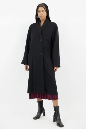 Black Wool Shawl Collar Coat