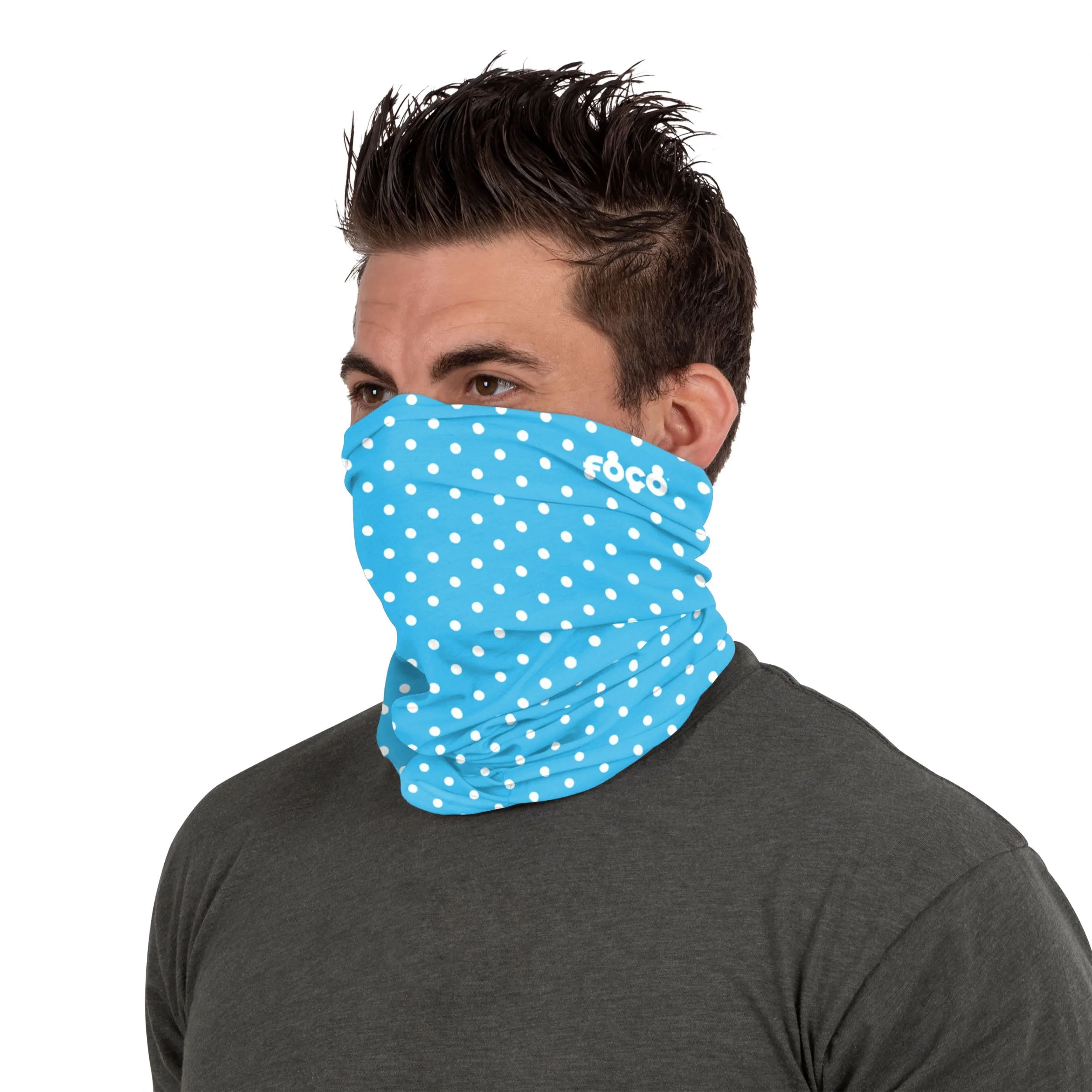 Blue Polka Dots Polyfleece Gaiter Scarf