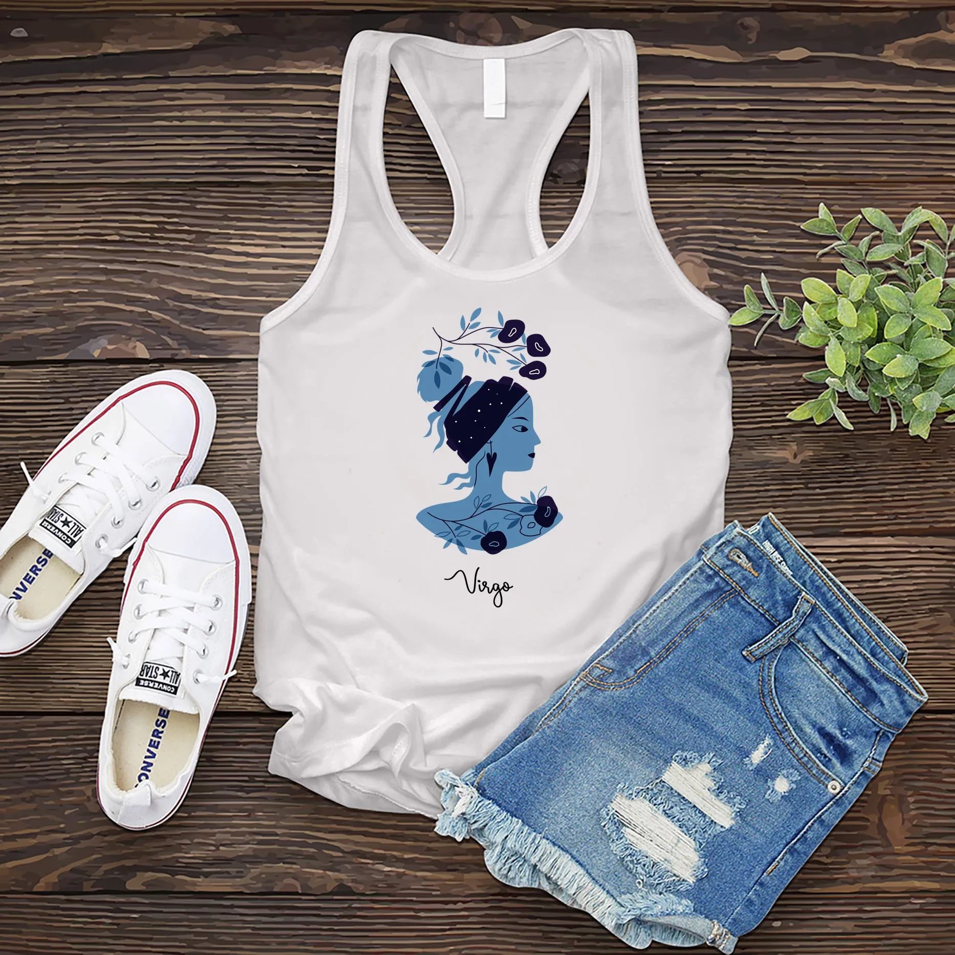 Blue Simple Virgo Women's Tank Top