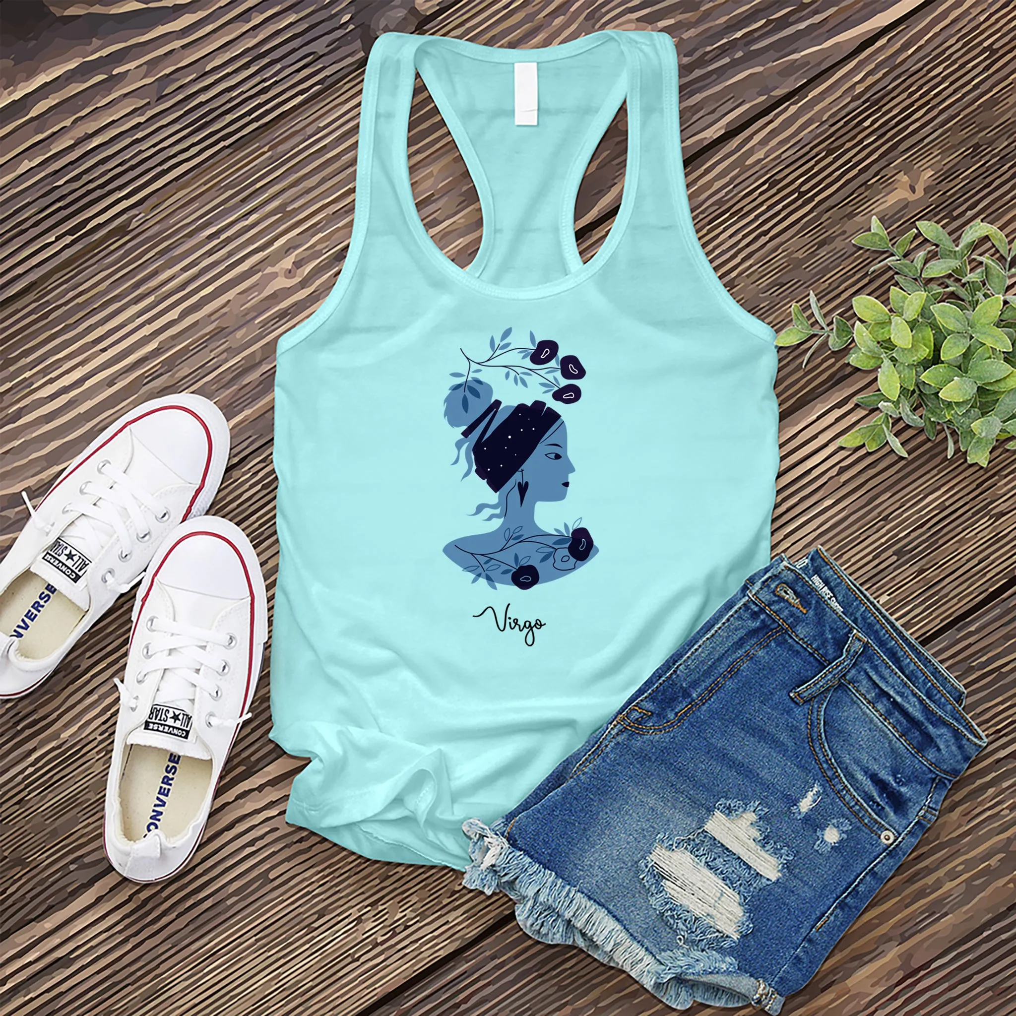 Blue Simple Virgo Women's Tank Top