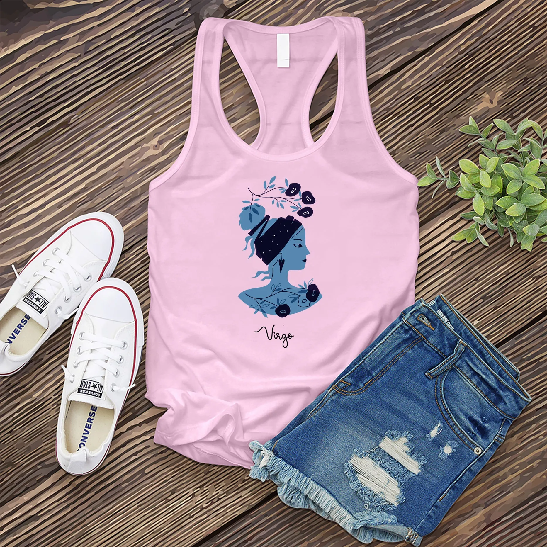 Blue Simple Virgo Women's Tank Top