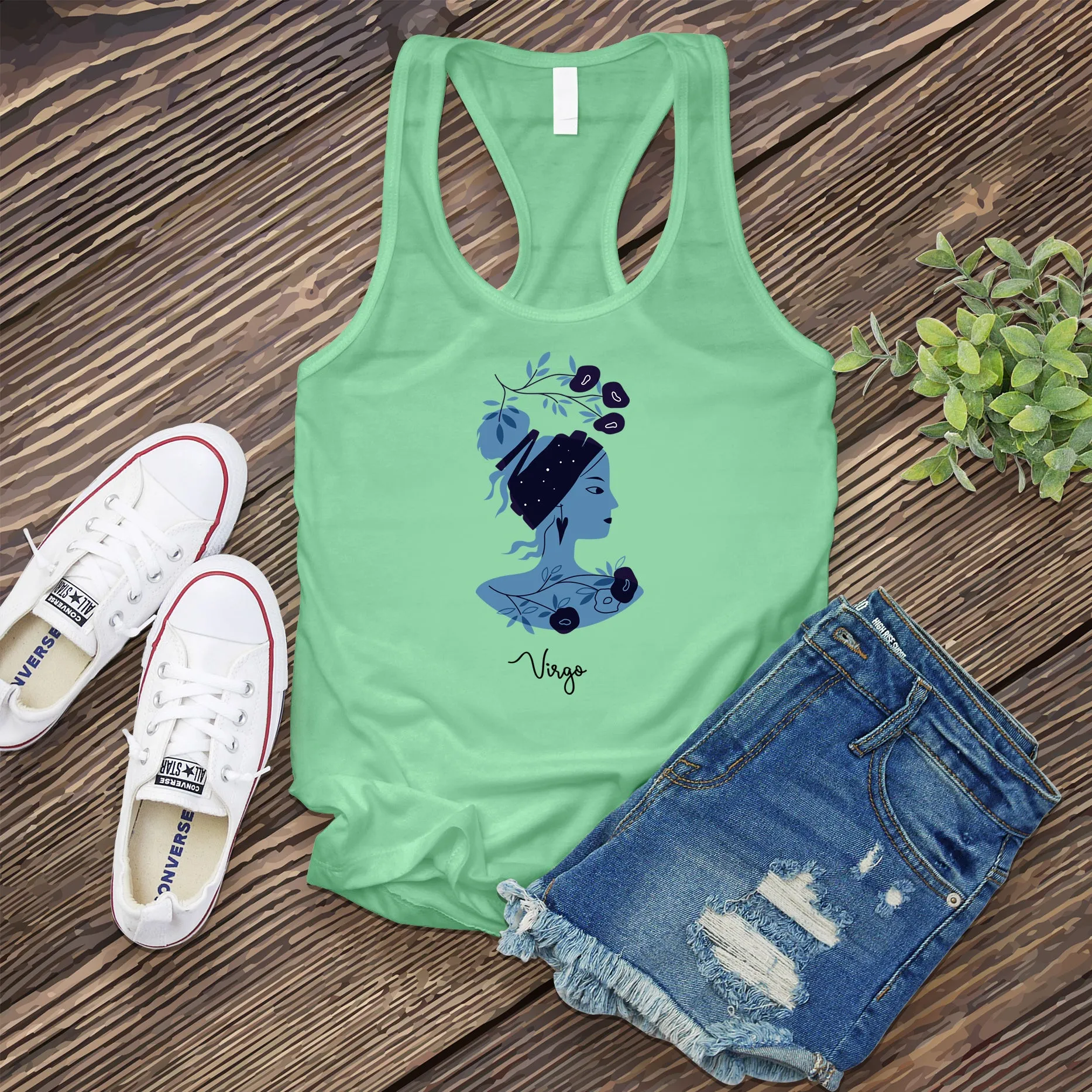 Blue Simple Virgo Women's Tank Top