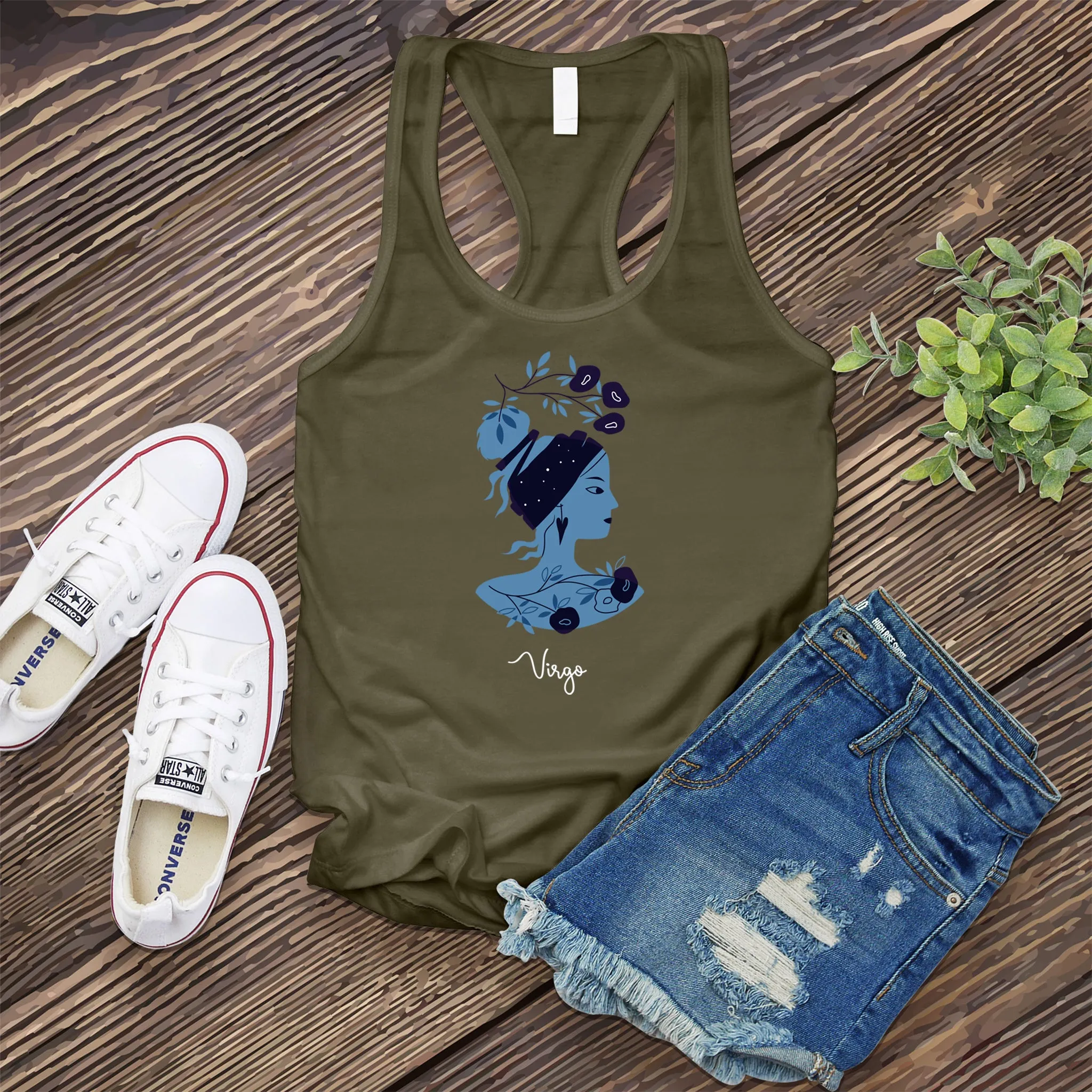 Blue Simple Virgo Women's Tank Top
