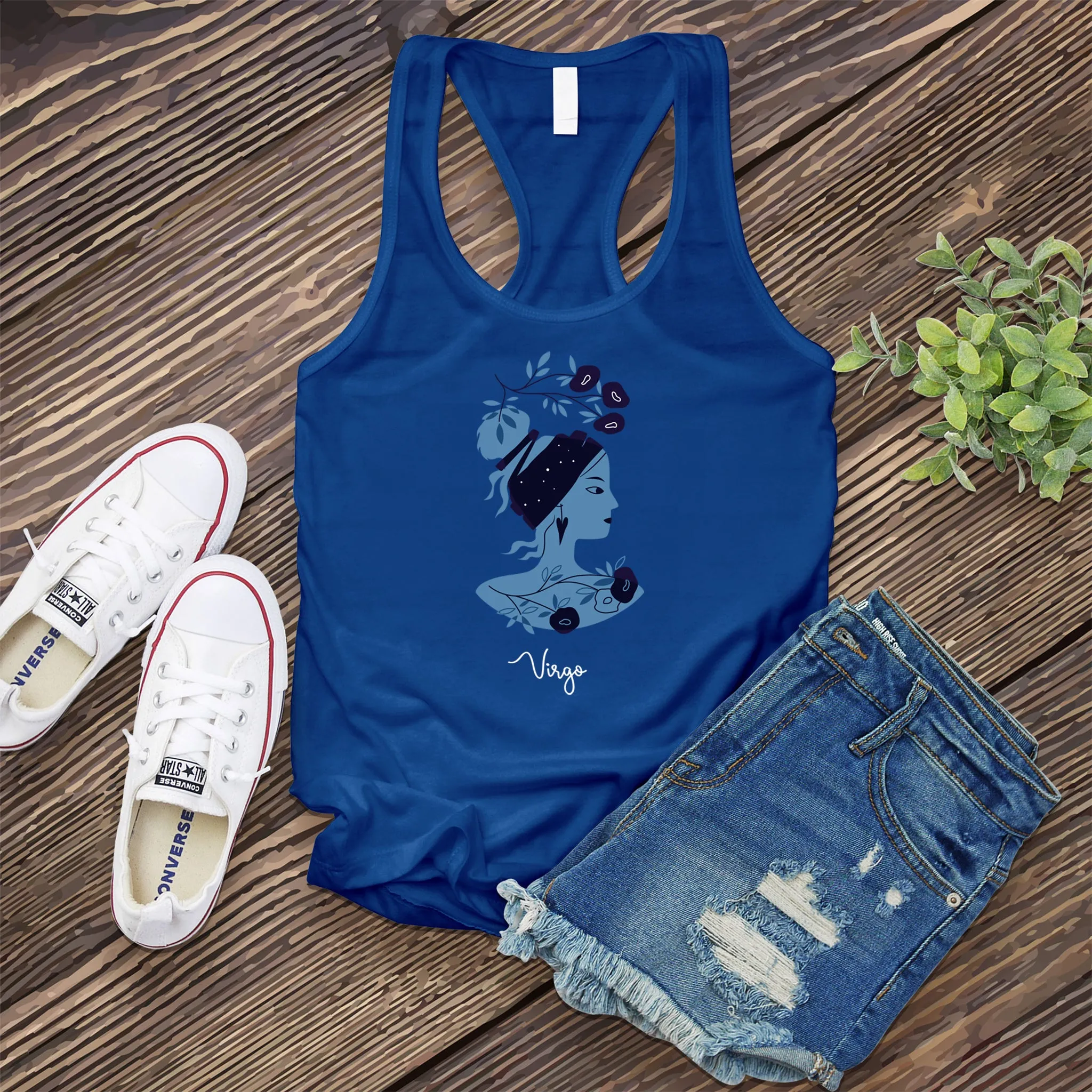Blue Simple Virgo Women's Tank Top