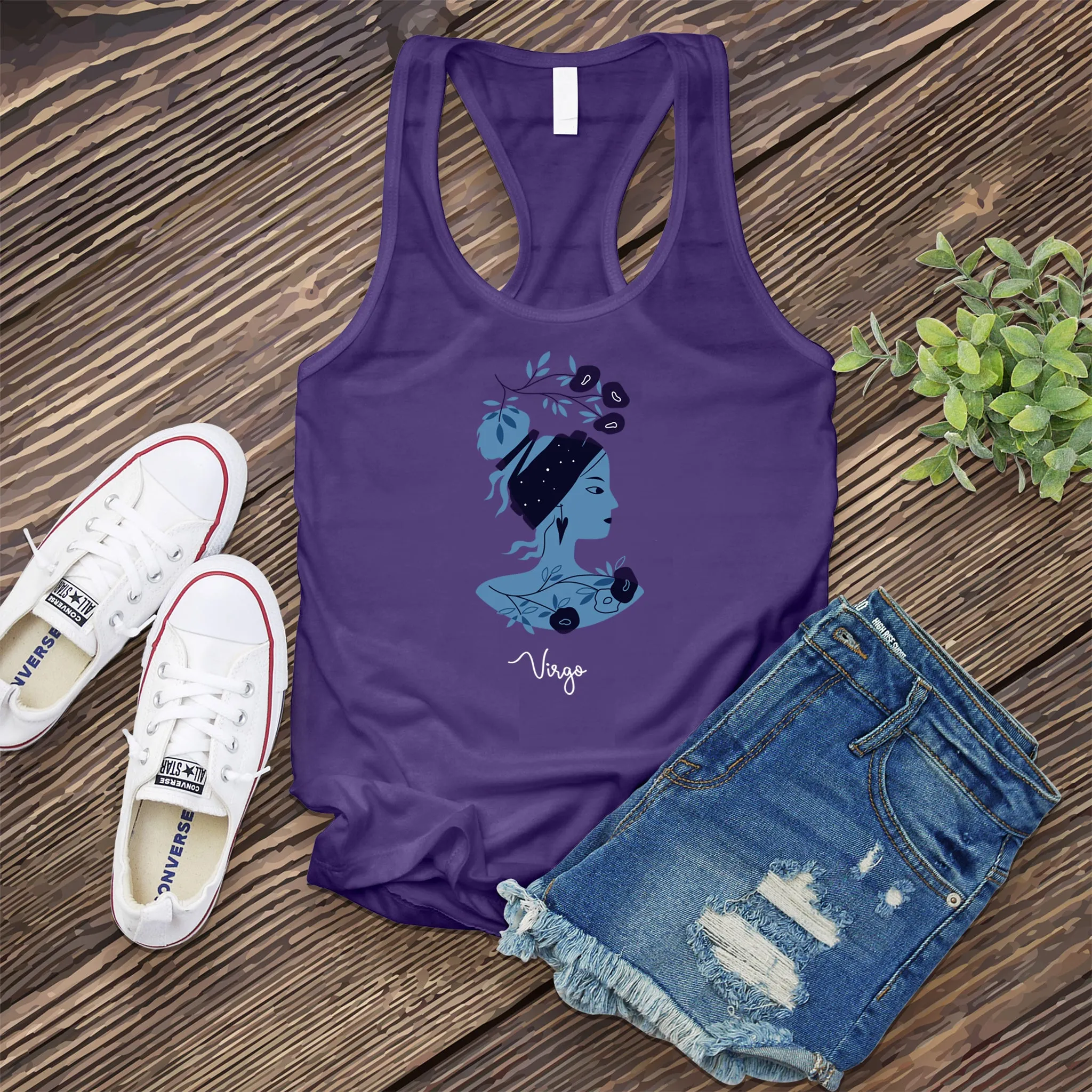 Blue Simple Virgo Women's Tank Top
