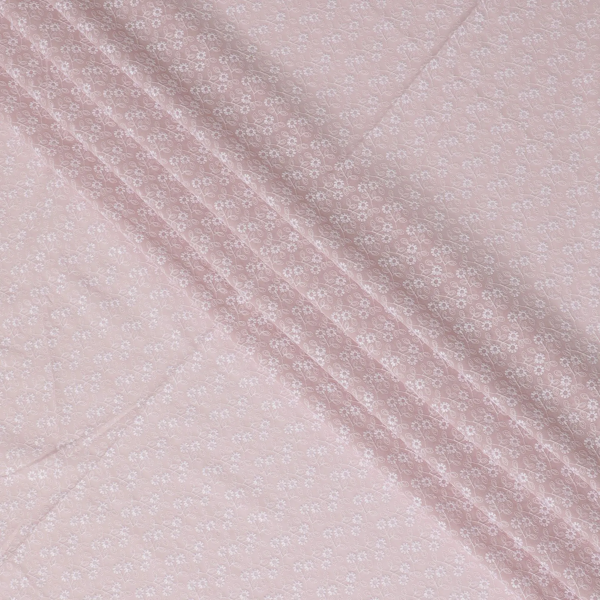 Blushing Rose Embroidered Cotton Voile Fabric - Soft Touch 110cm-D17571