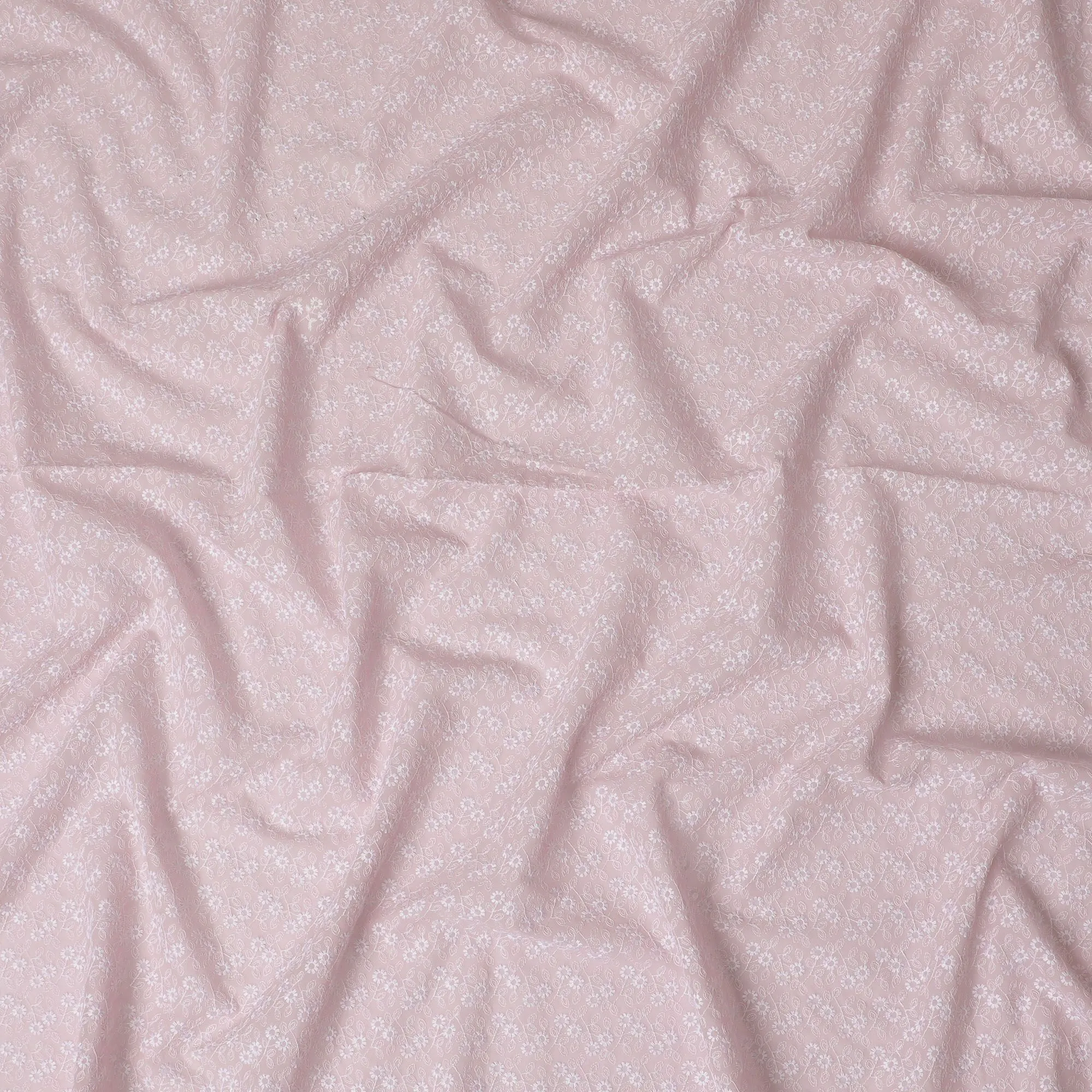 Blushing Rose Embroidered Cotton Voile Fabric - Soft Touch 110cm-D17571