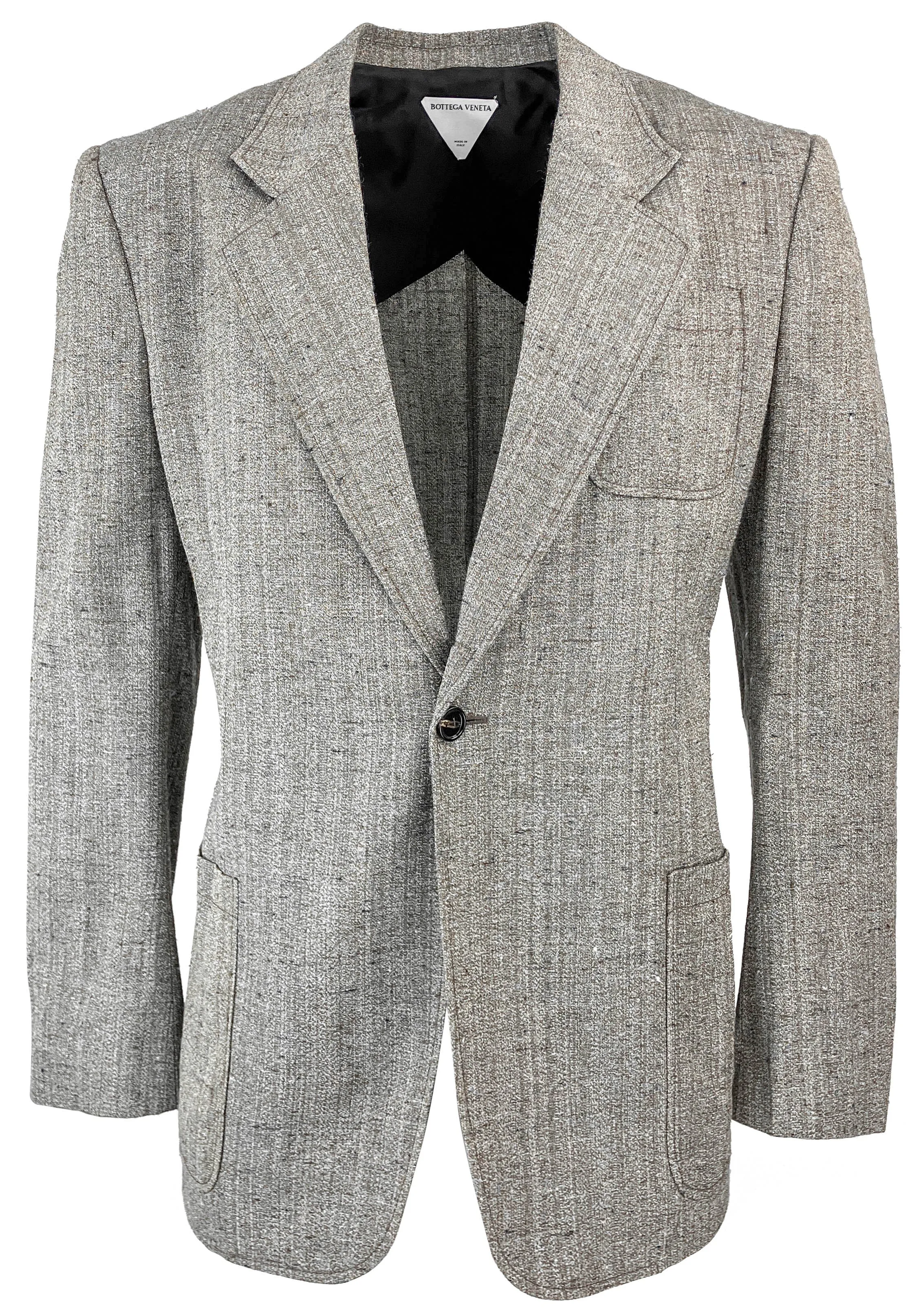 Bottega Veneta Single Button Blazer in Knotted Melange Grey